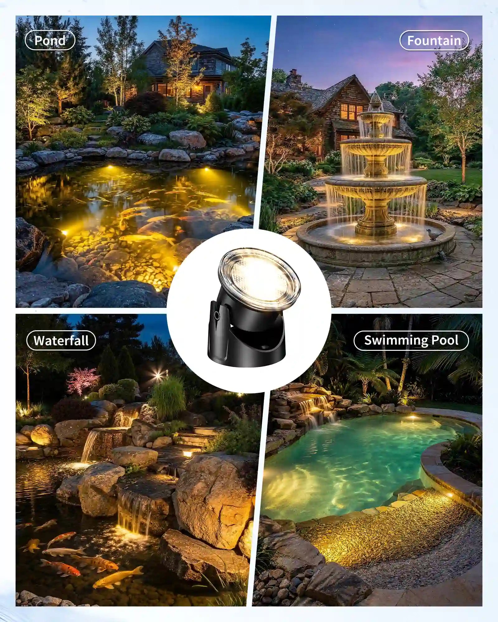 8W  Warmwhite Solar Underwater Lights with 6 Heads