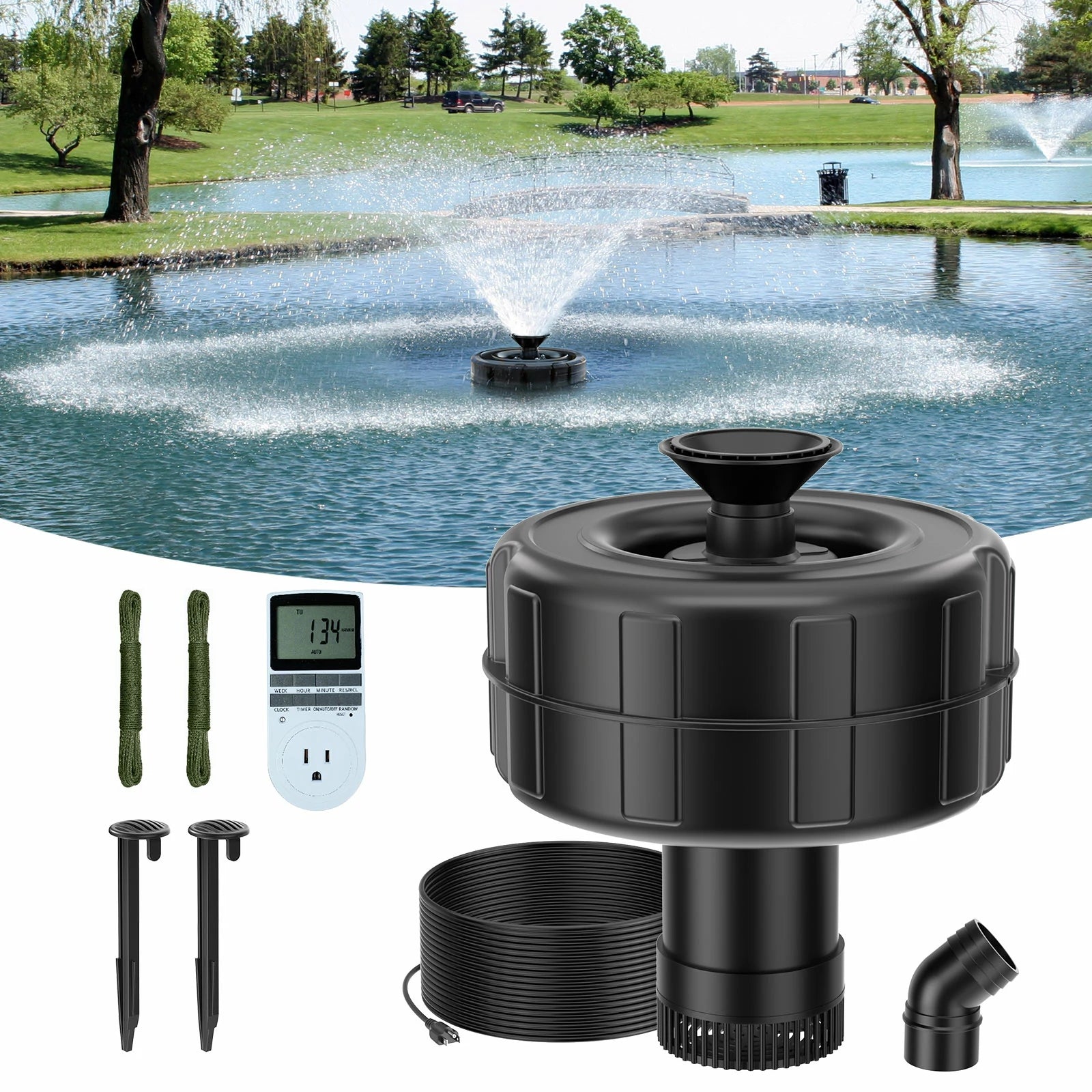 750W 8000GPH Pond Fountain Aerator with Smart Timer
