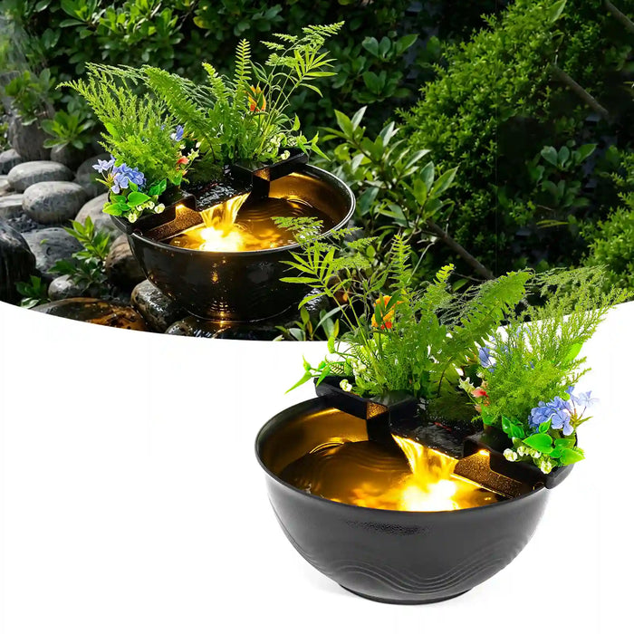 Mini bassin de jardin aquatique avec cascade et éclairage LED 