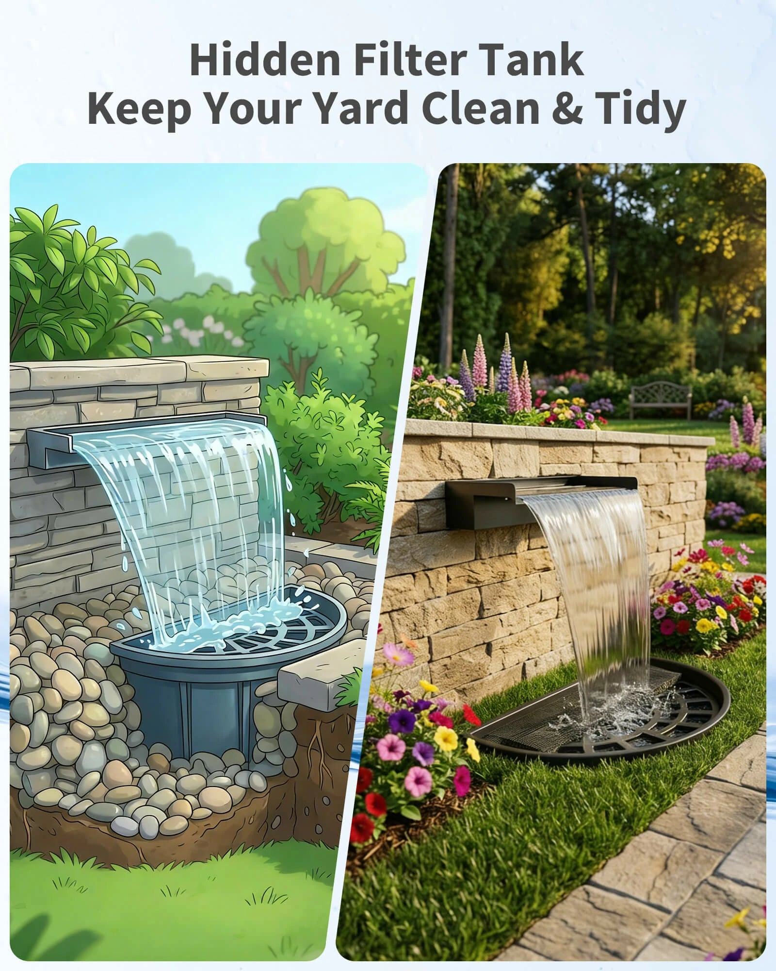 1600GPH Pondless Waterfall Kit with Light