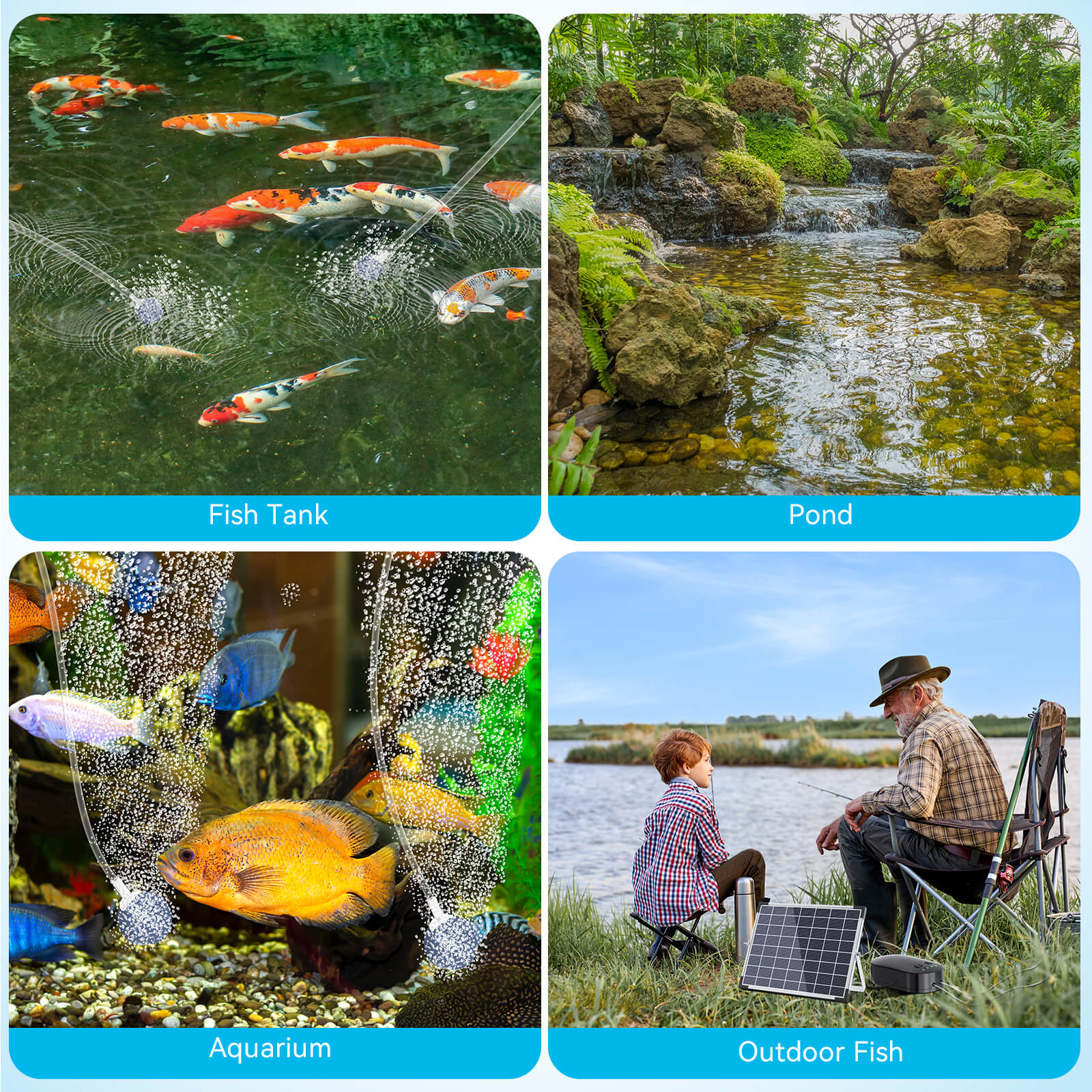 15W Solar Pond Aerator with 4400mAh Battery