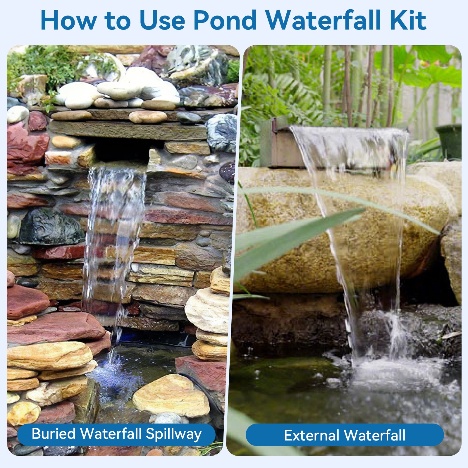 40W 660GPH Waterfall Spillway with Pond Filter Kit