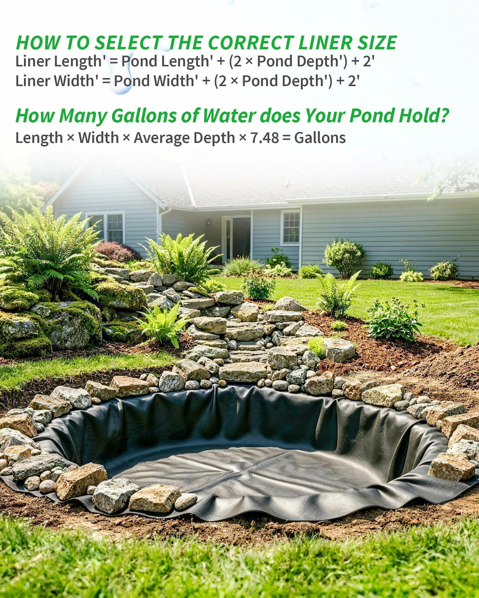 Bâche EPDM pour bassin de 11,5 pi x 11,5 pi, épaisseur 45 mil