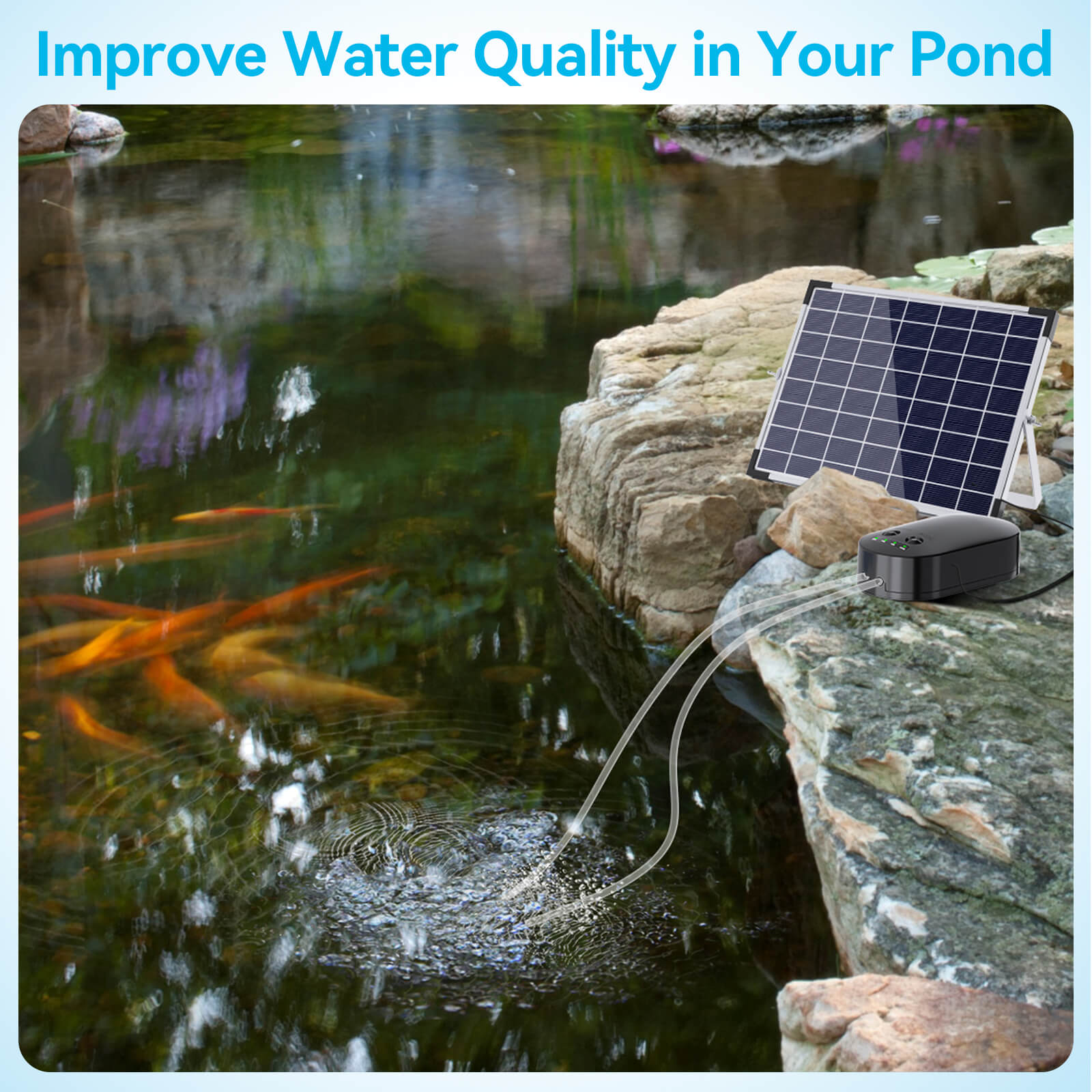 15W Solar Pond Aerator with 4400mAh Battery