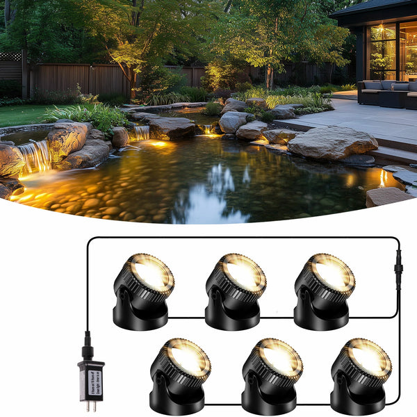 6-Head Warmwhite Underwater Electric Pond Lights