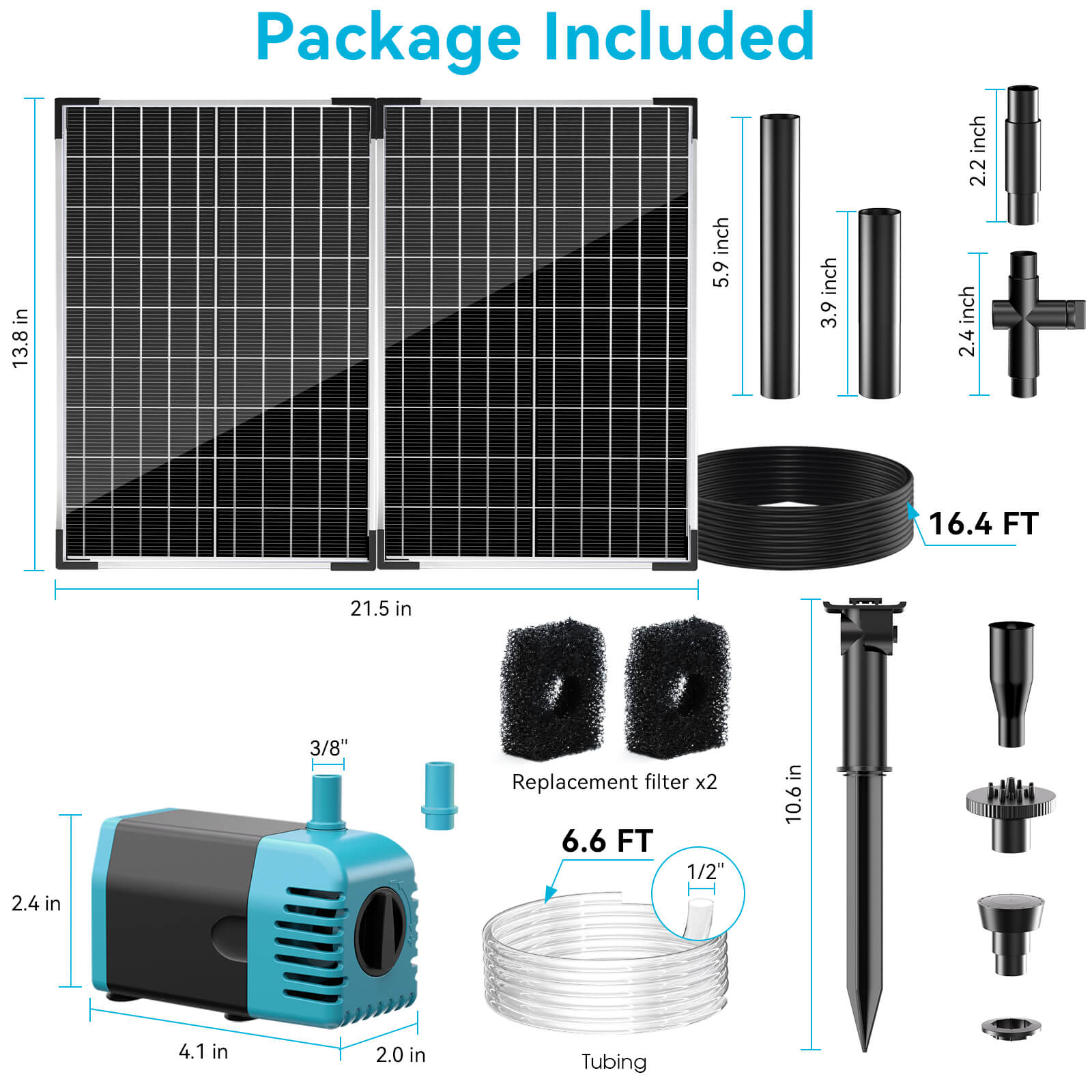 50W 360GPH Solar Water Fountain Pump