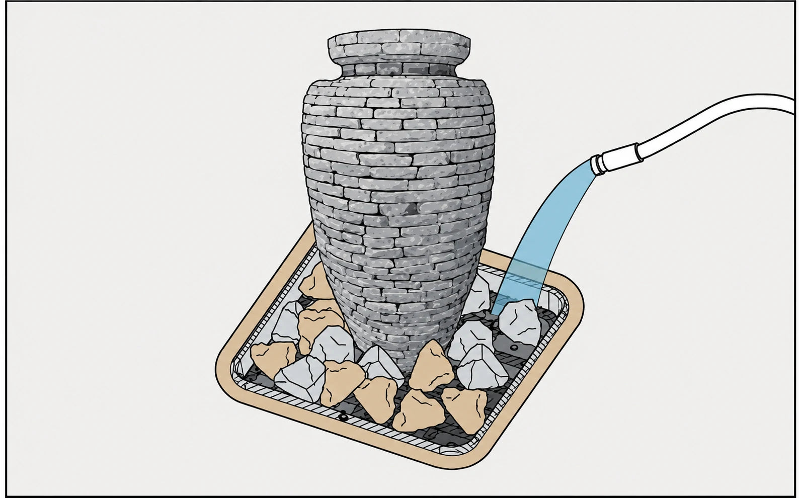 Fill with water of pondless waterfall vault