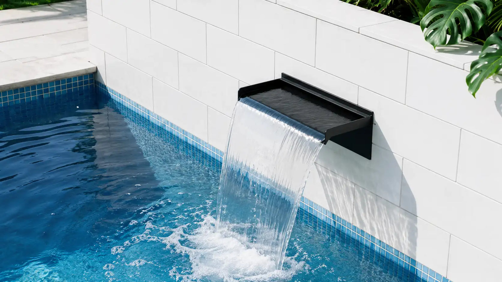 Patio Waterfall Spout, LED Waterfall Fountain with Pump for Waterfall in Pond, Pool Side Cascading Water Feature for Backyard Relaxation