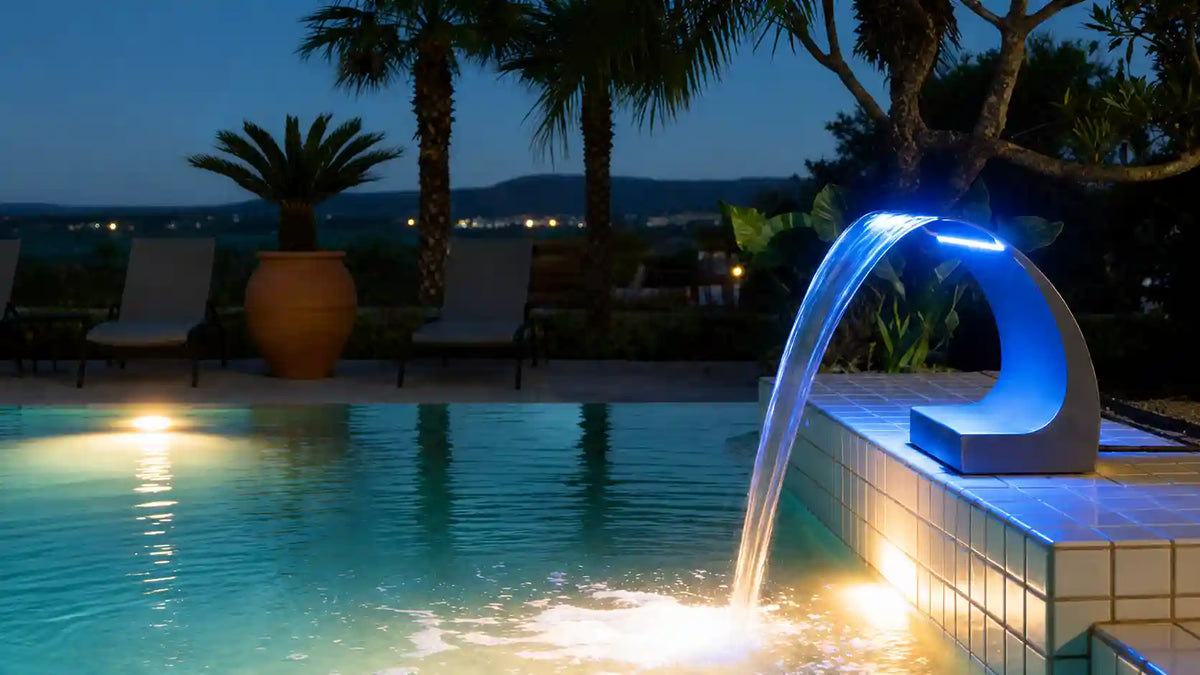 Pool side waterfall pond pump