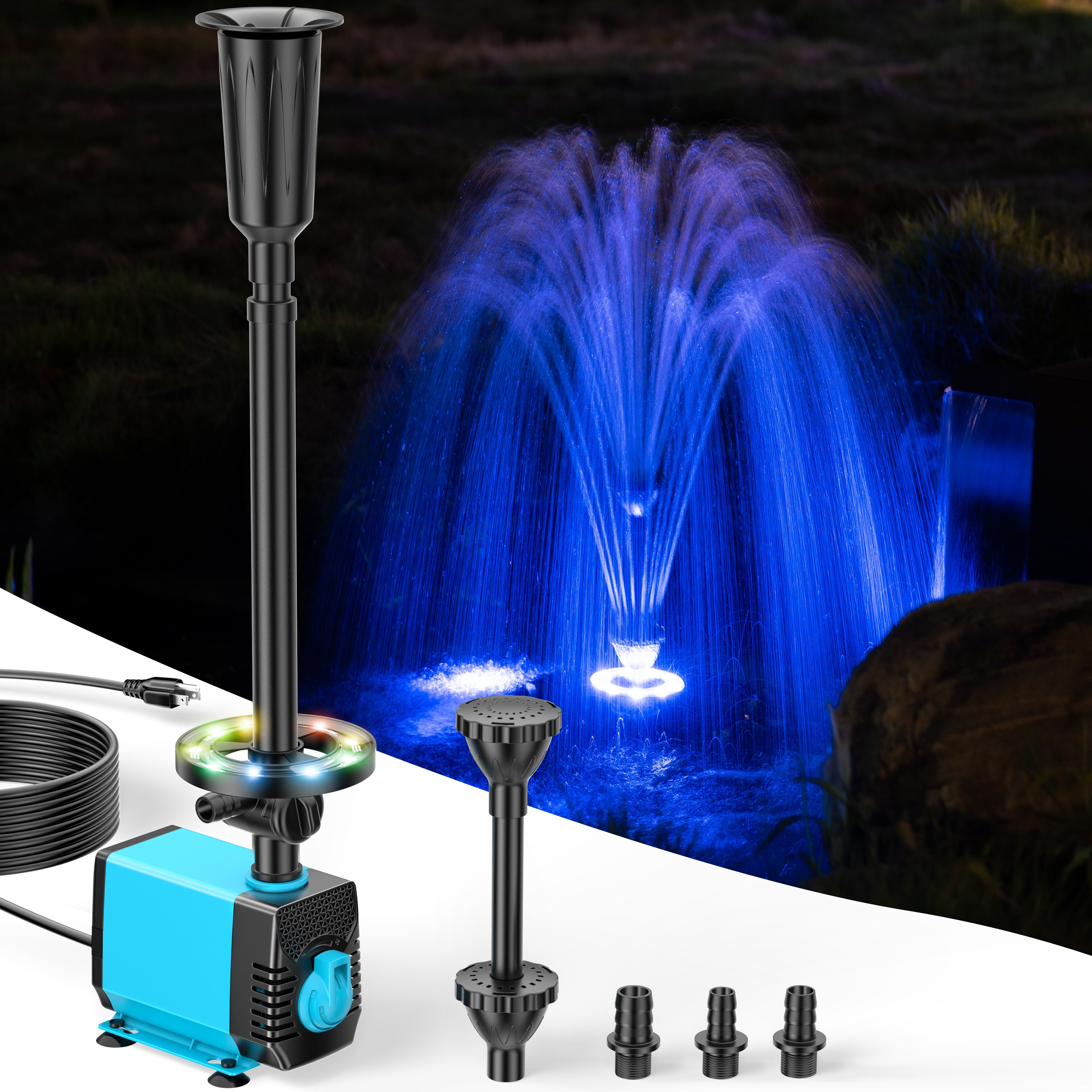 40W 660GPH Water Fountain with LED Light