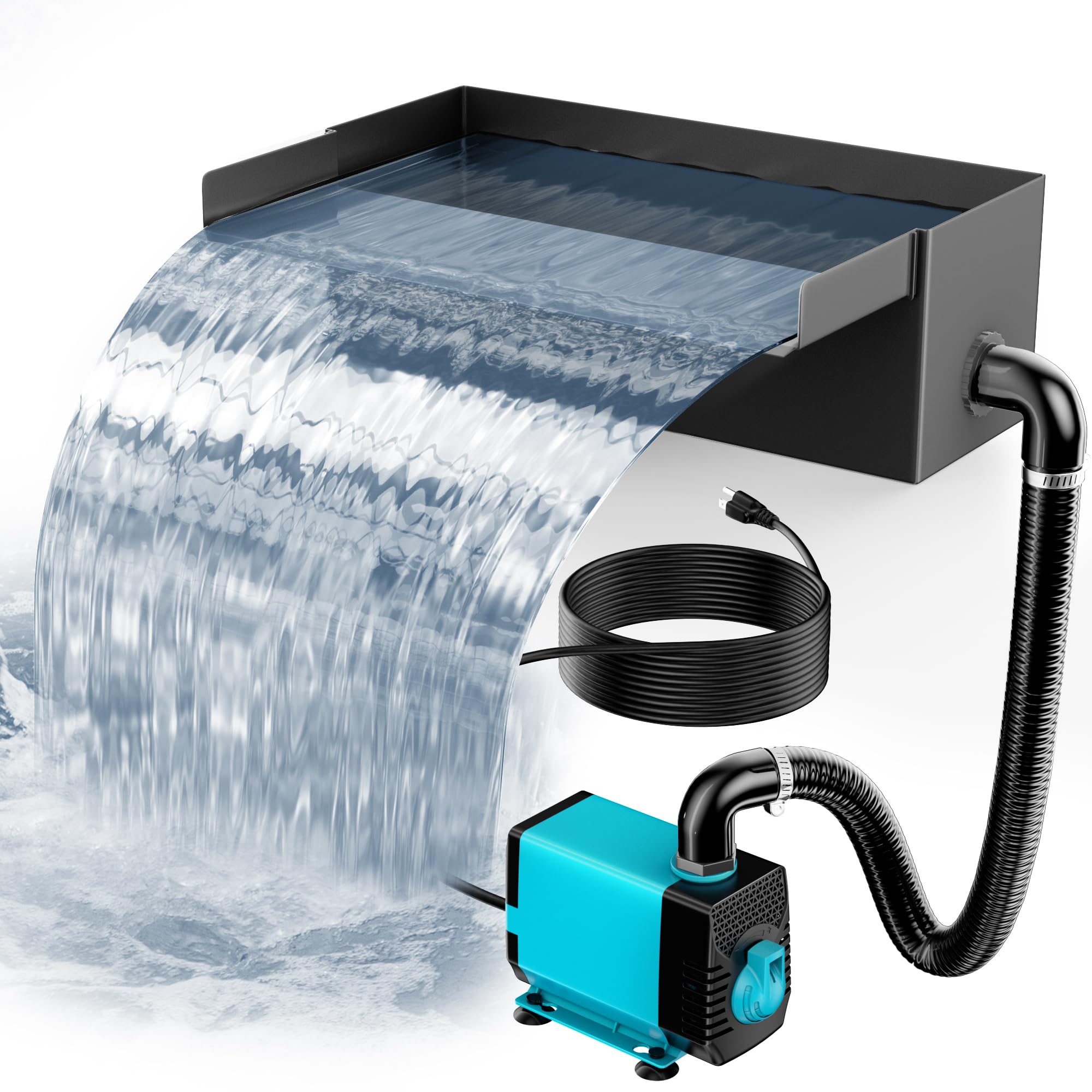 4′ x 4′ Teich-Dekorationsset | 3-in-1 Filter, Wasserfall &amp; Beleuchtung
