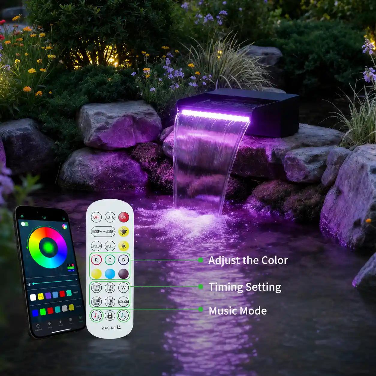 colorfaul led light waterfall spillway