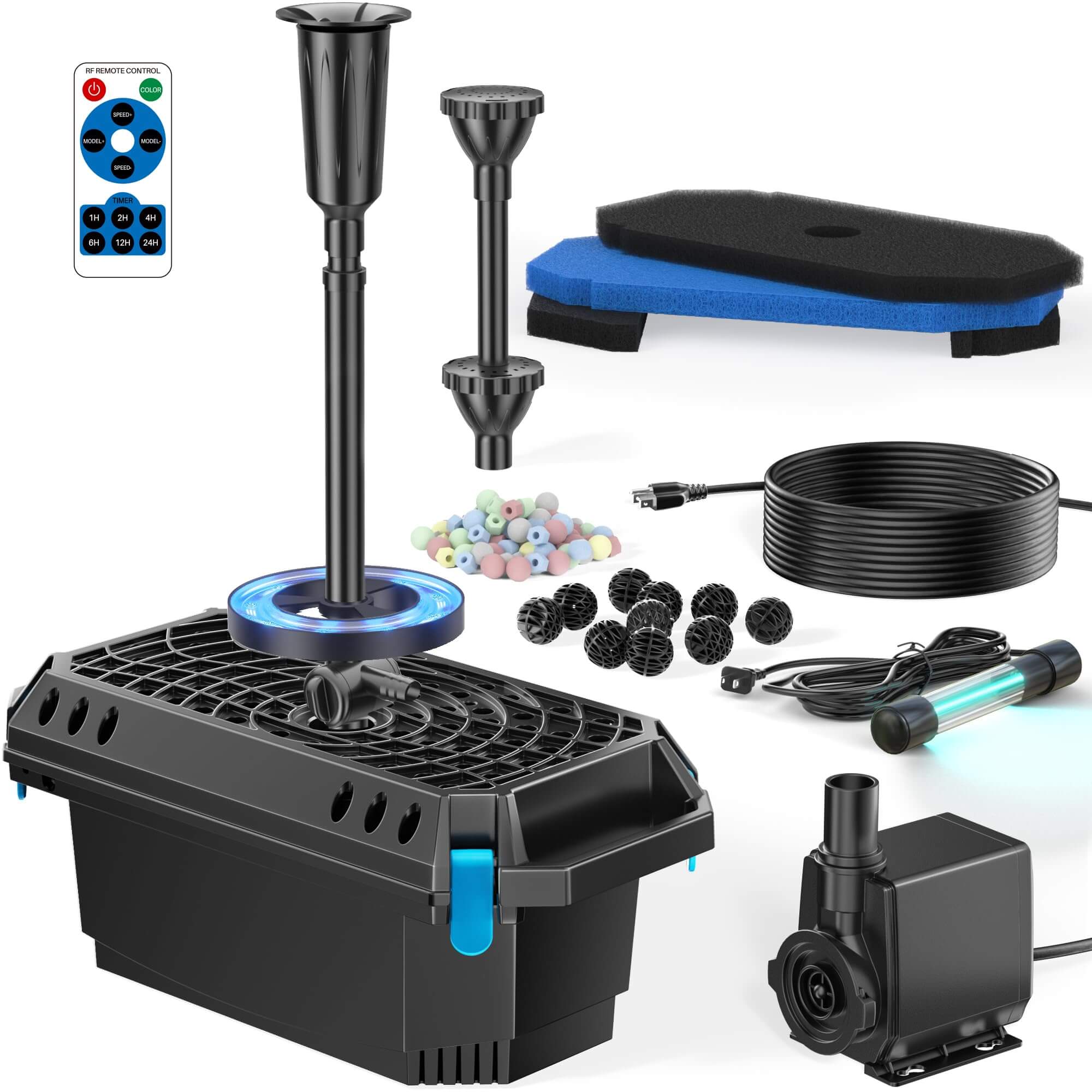 P2360D 40W 660GPH AC Pond Filter Fountain with Light