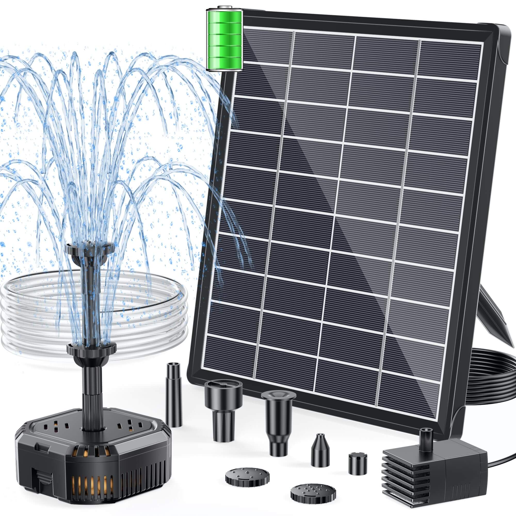 SPF100 6.5W 60GPH Solar Pond Filter Fountain with Battery