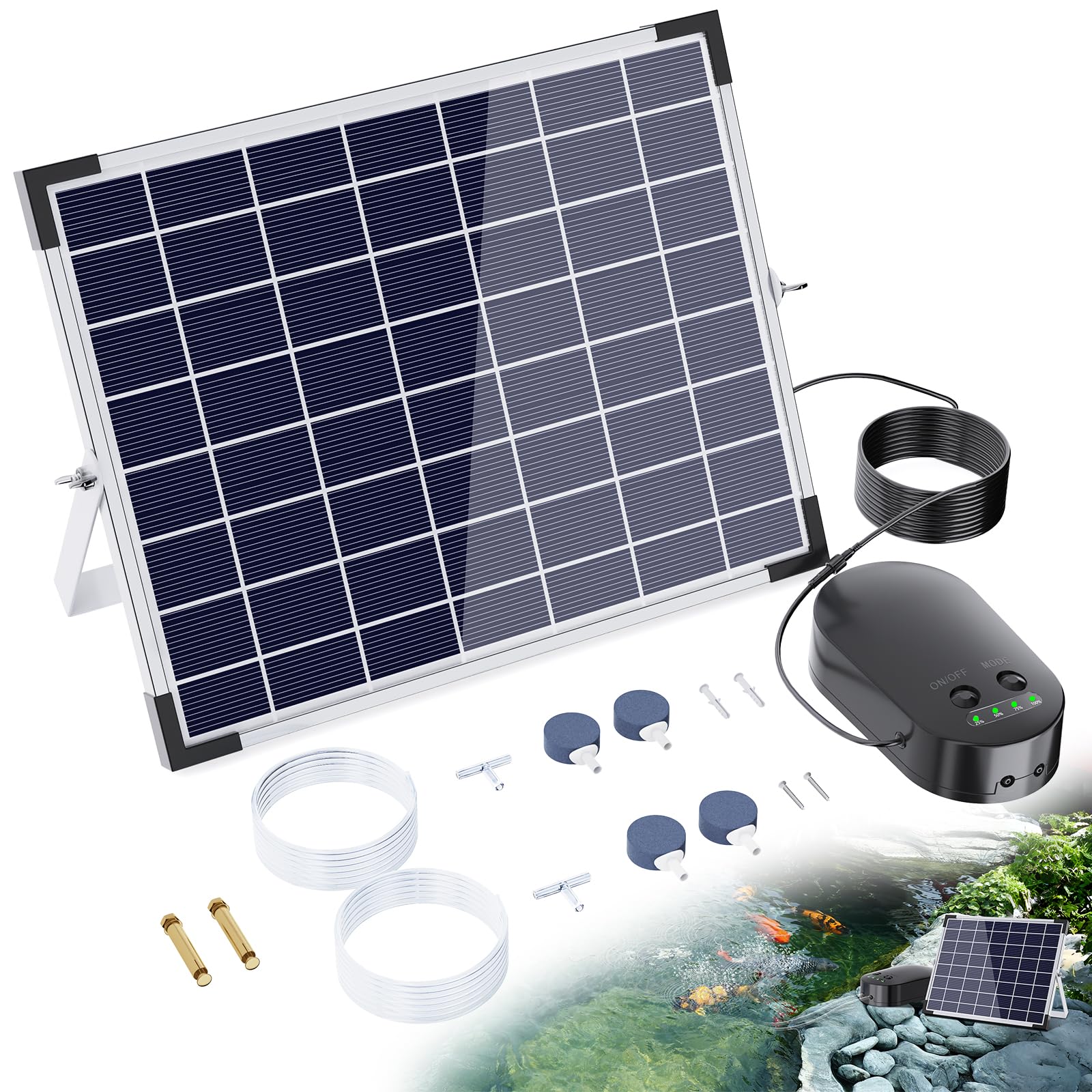 15W Solar Pond Aerator with 4400mAh Battery