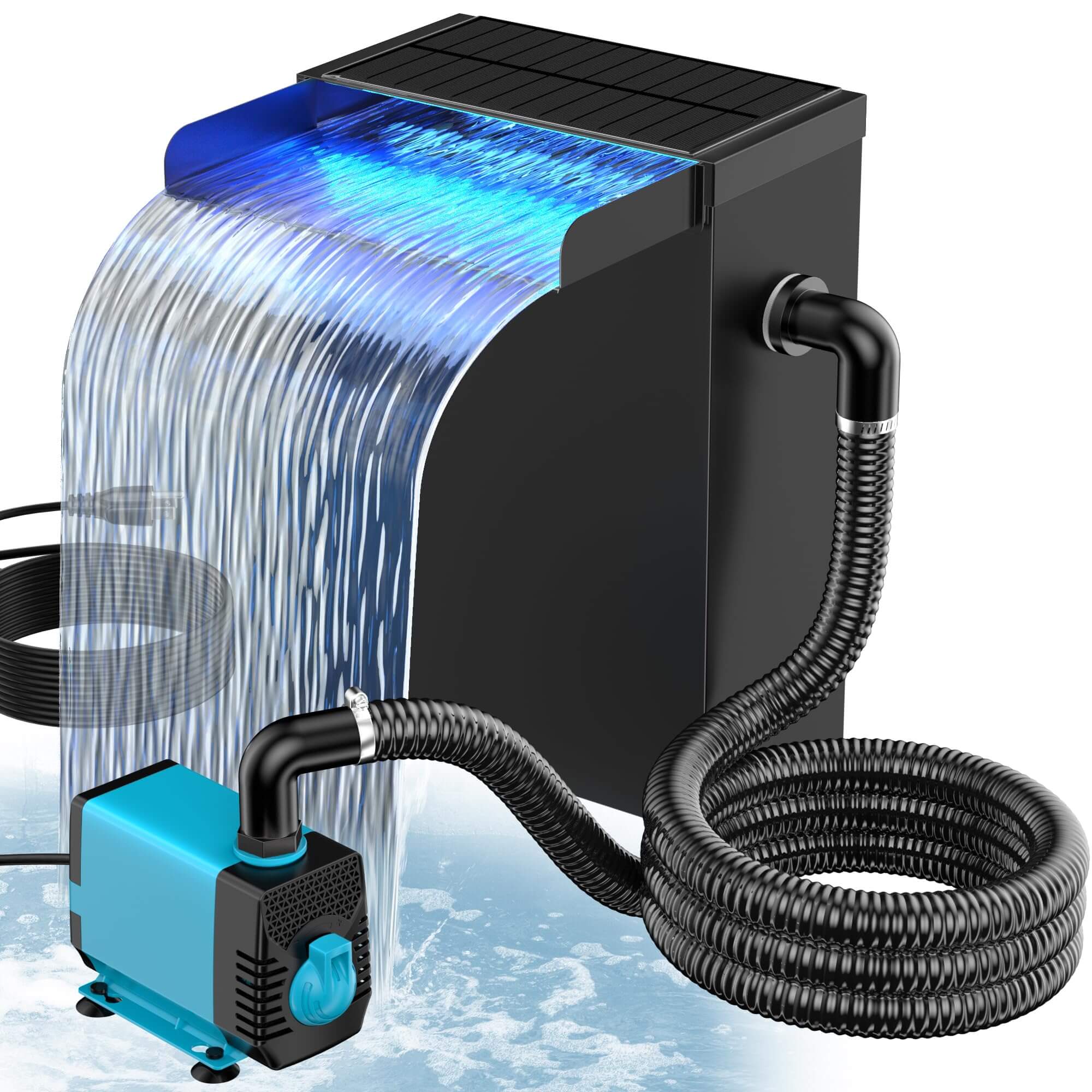 40W 660GPH Electric Waterfall Pump Kit with 8"x13.4" Spillway (LED)