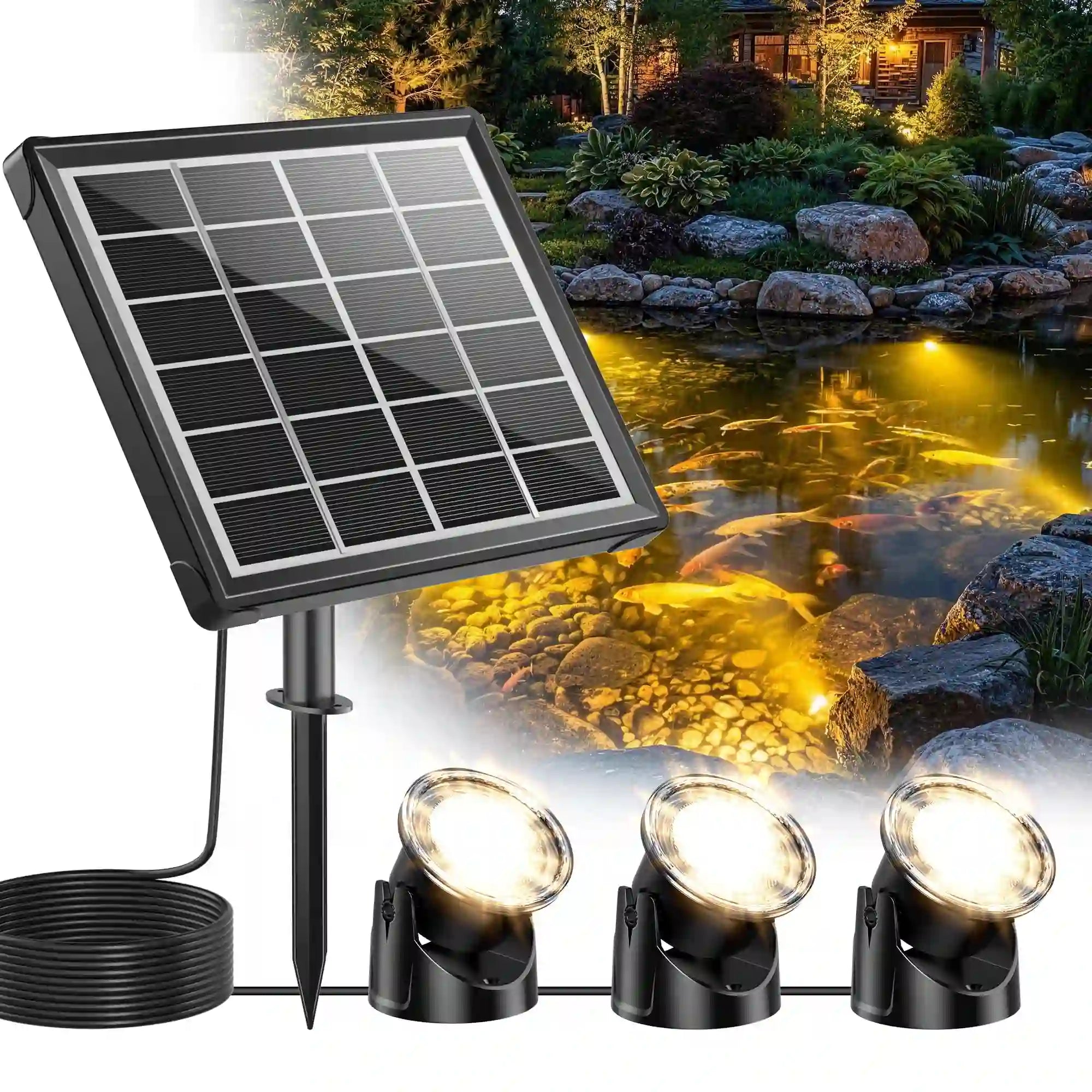 4W  Warmwhite Solar Underwater Lights with 3 Heads