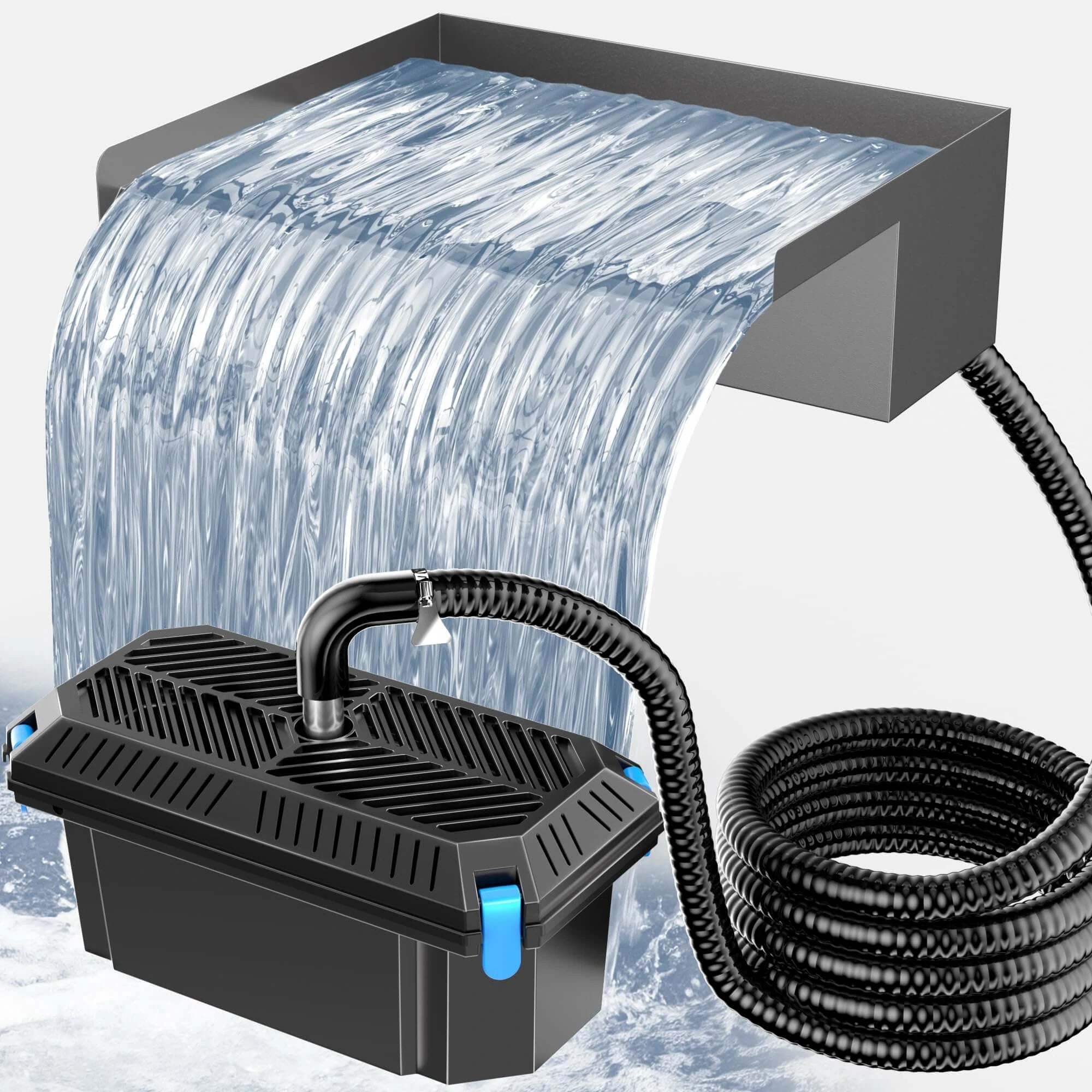 40W 660GPH Waterfall Pump Kit with 12" Spillway & Pond  Filter