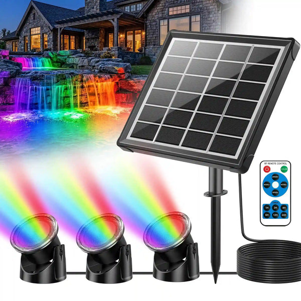 3W Colored Solar Underwater Lights with 3 Heads