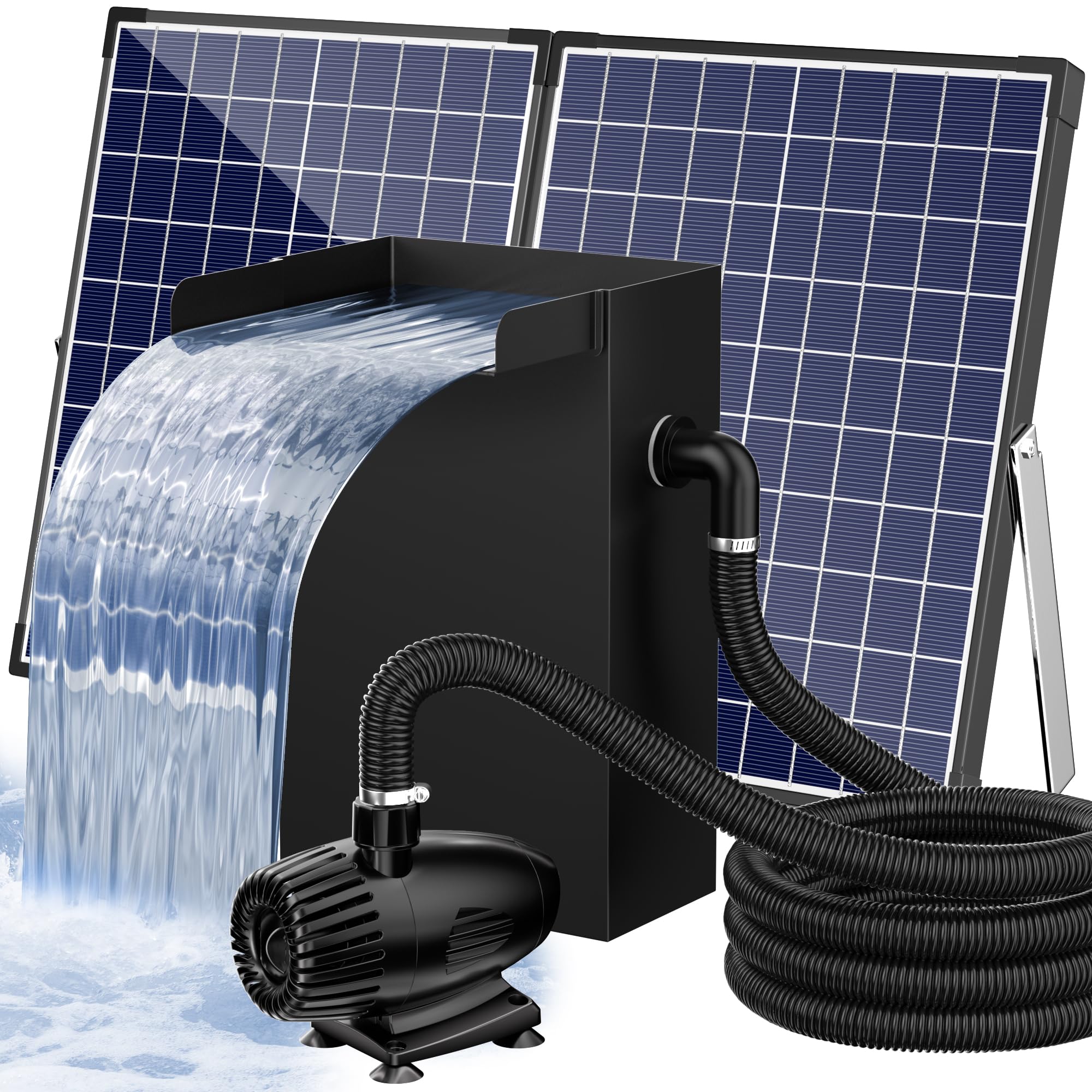 55W 580GPH Solar Waterfall Pump Kit with 8"x13.4" Spillway