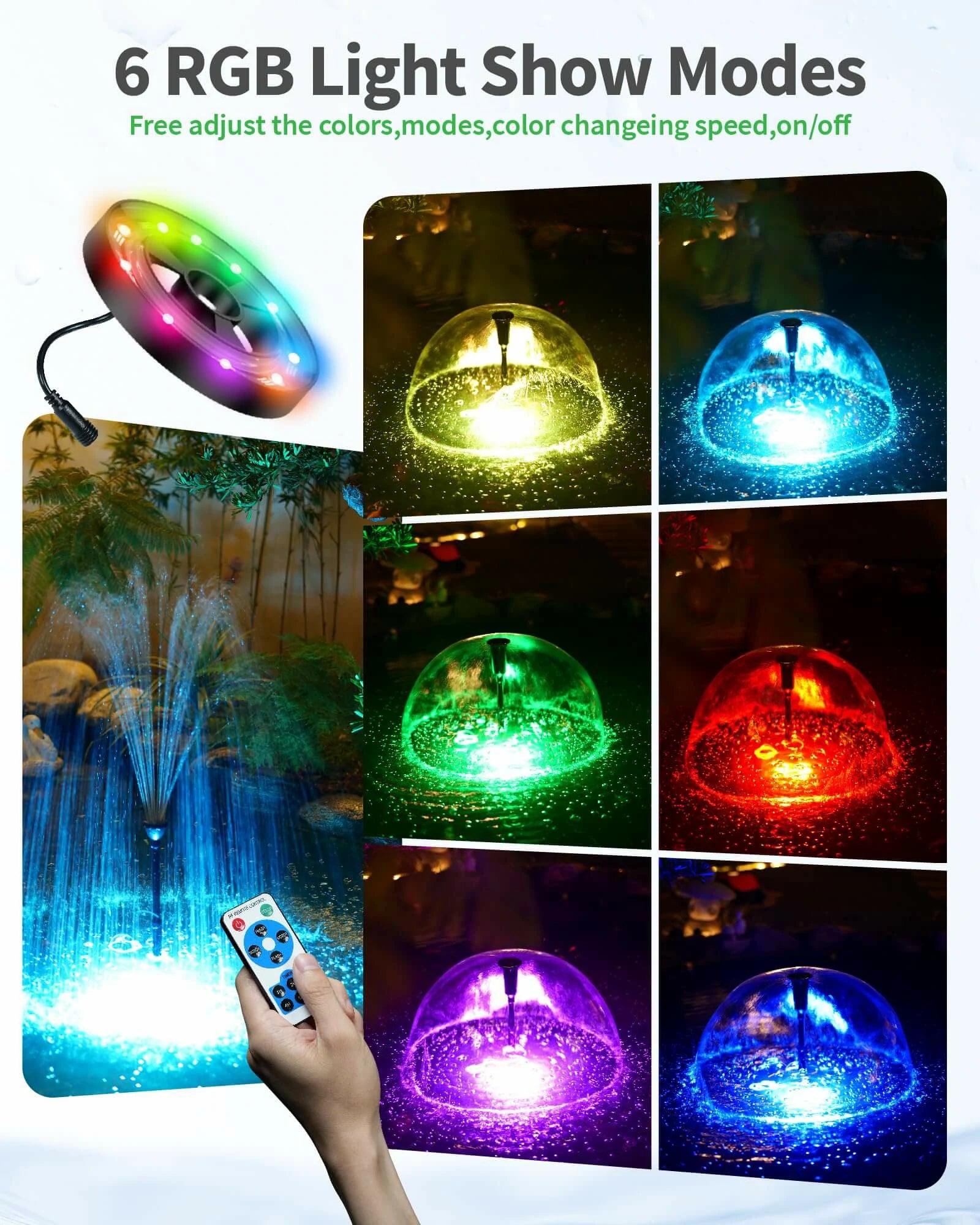 40W 660GPH Water Fountain with LED Light