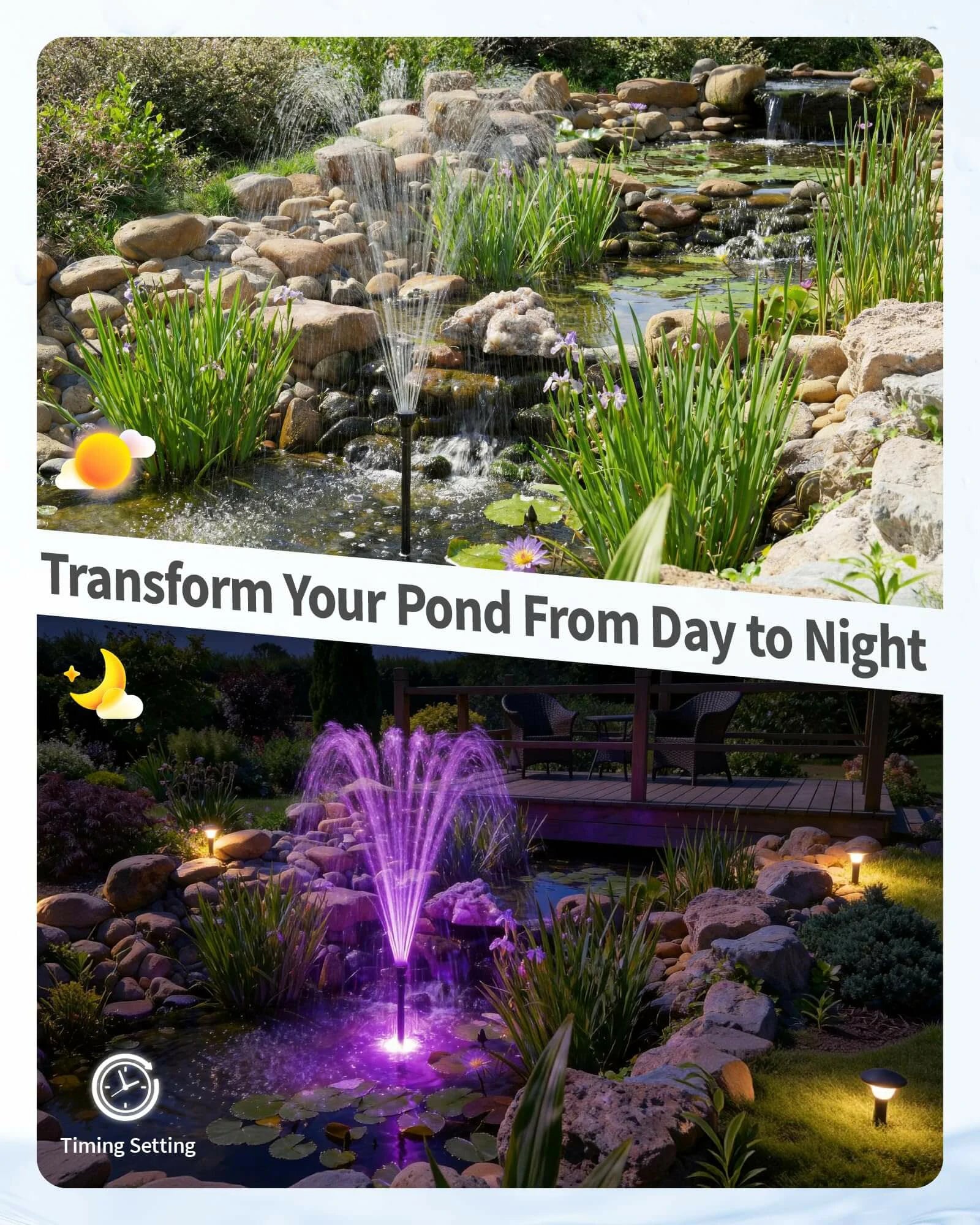 40W 660GPH Water Fountain with LED Light