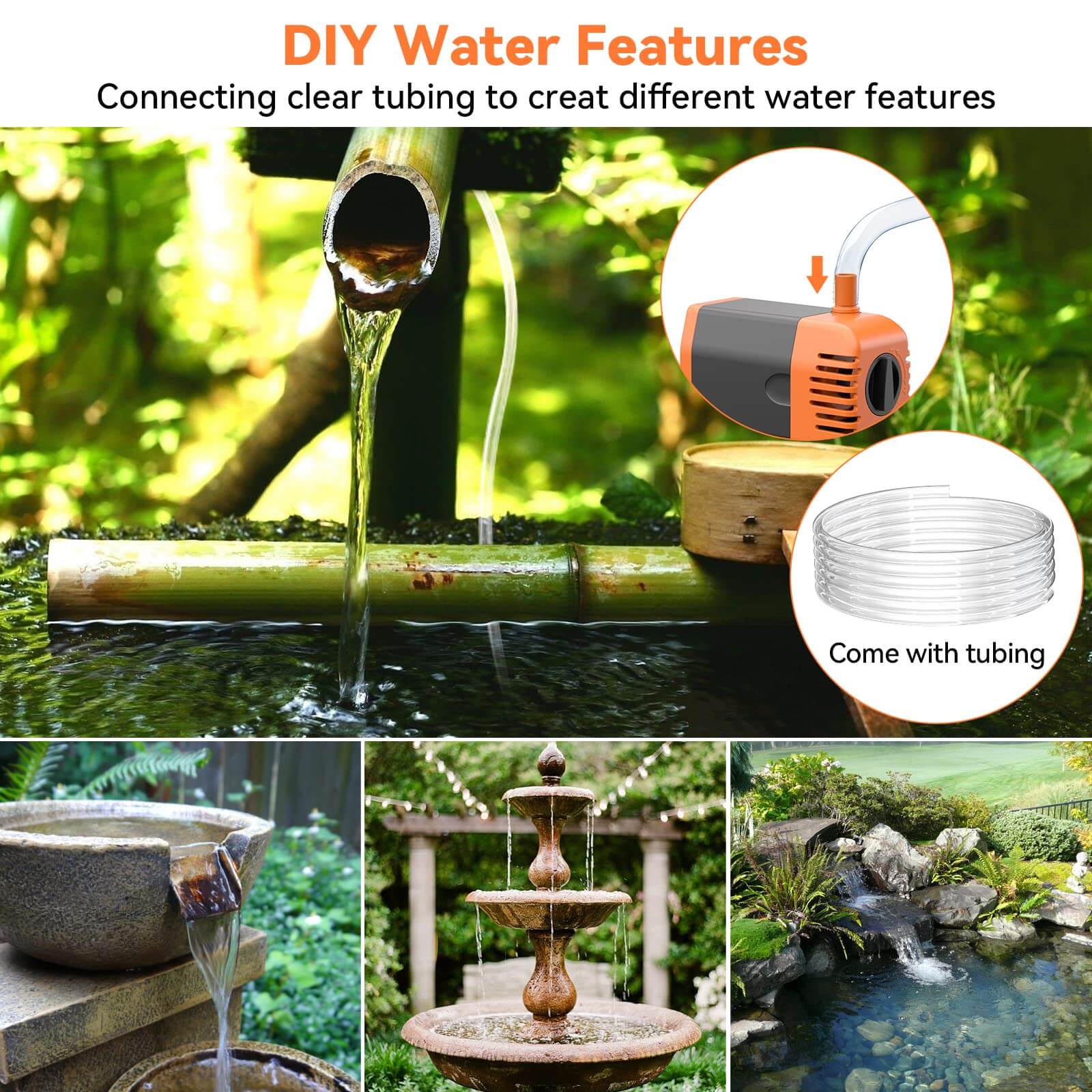 35W 340GPH Solar Water Fountain Pump (Orange)