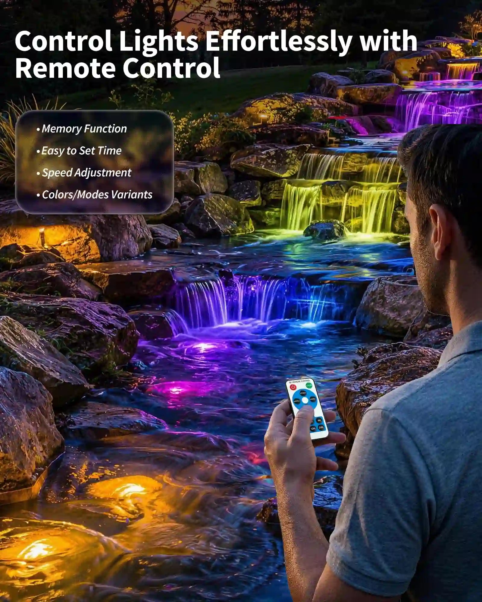 3W Colored Solar Underwater Lights with 3 Heads