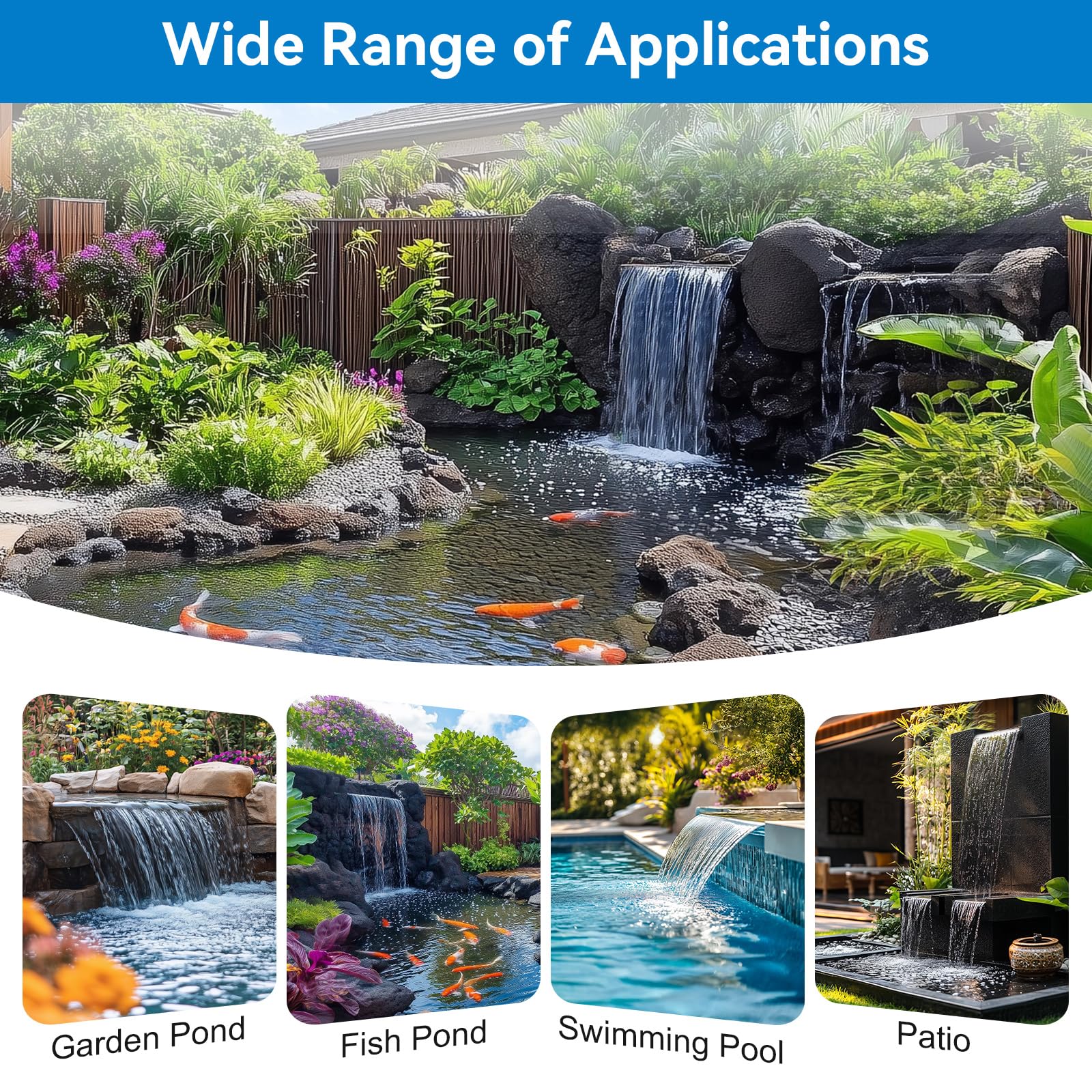 40W 660GPH Electric Waterfall Pump Kit with 8"x13.4" Spillway