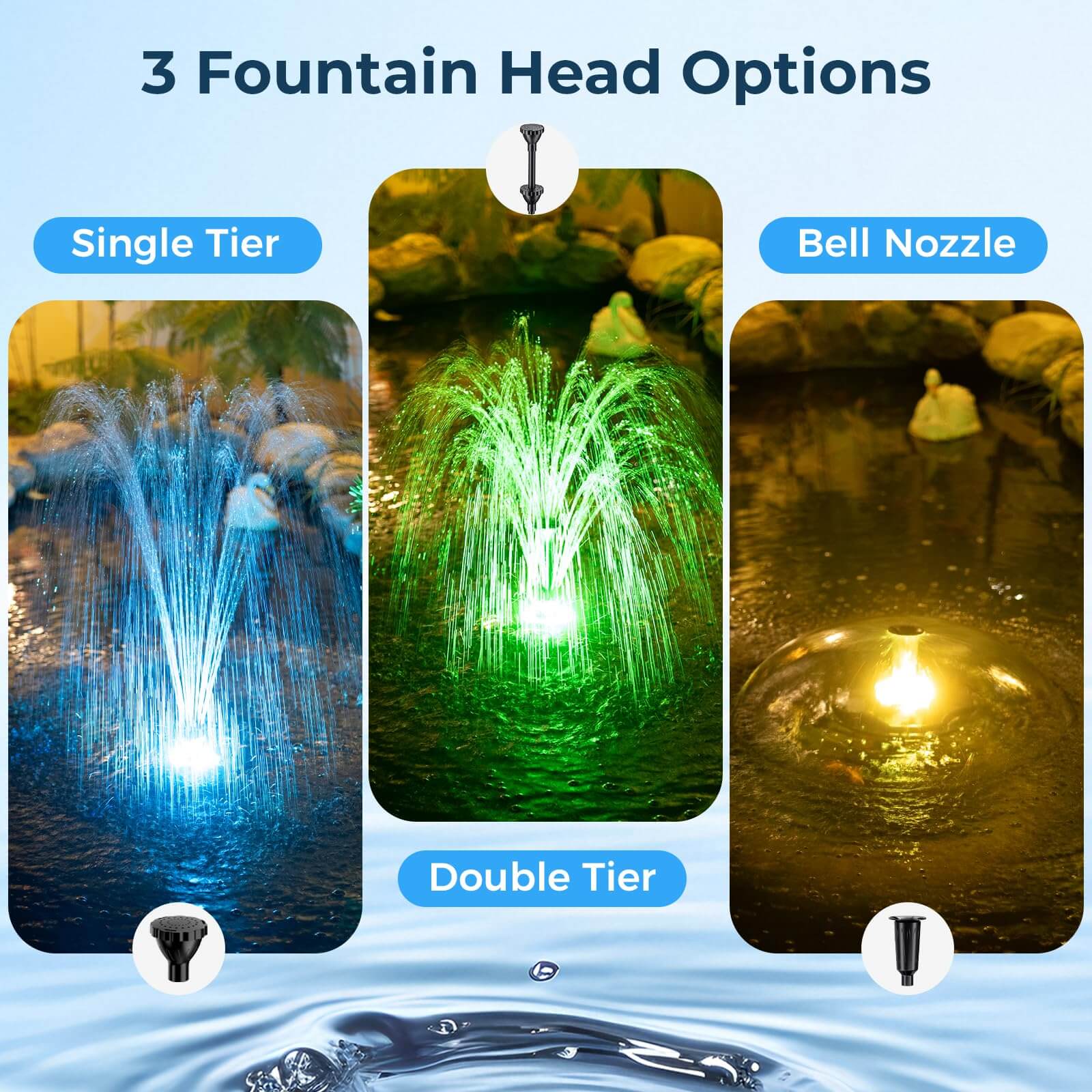 45W 660GPH Floating Fountain with LED Light