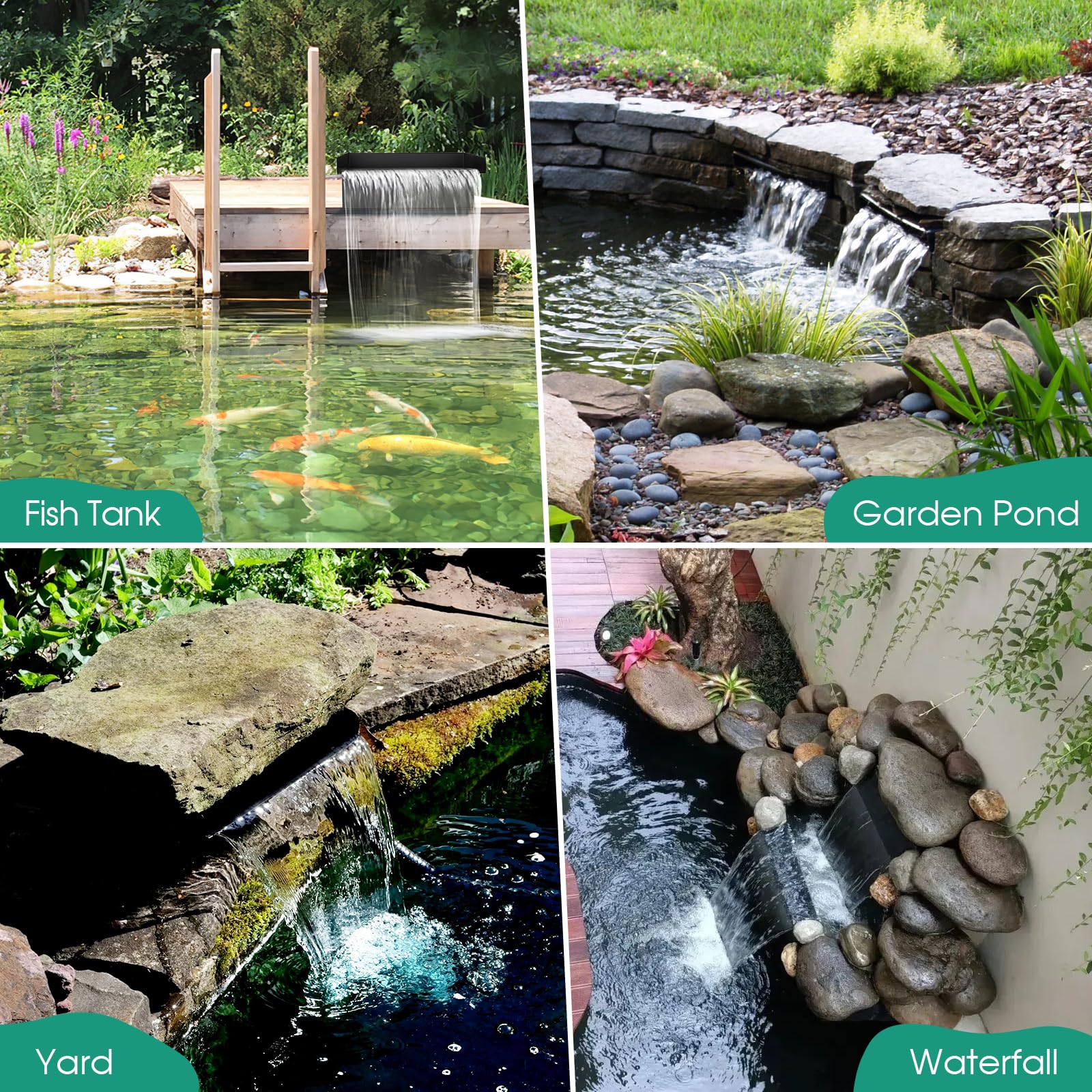 70W 580GPH Solar Waterfall Pump Kit with 12"x4.3" Spillway