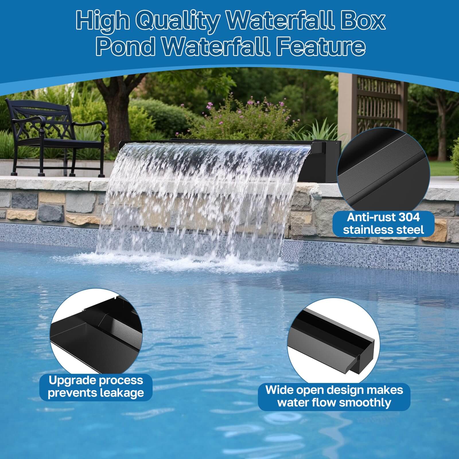 1200 gph submersible pump,backyard waterfall kits,outdoor waterfall kit