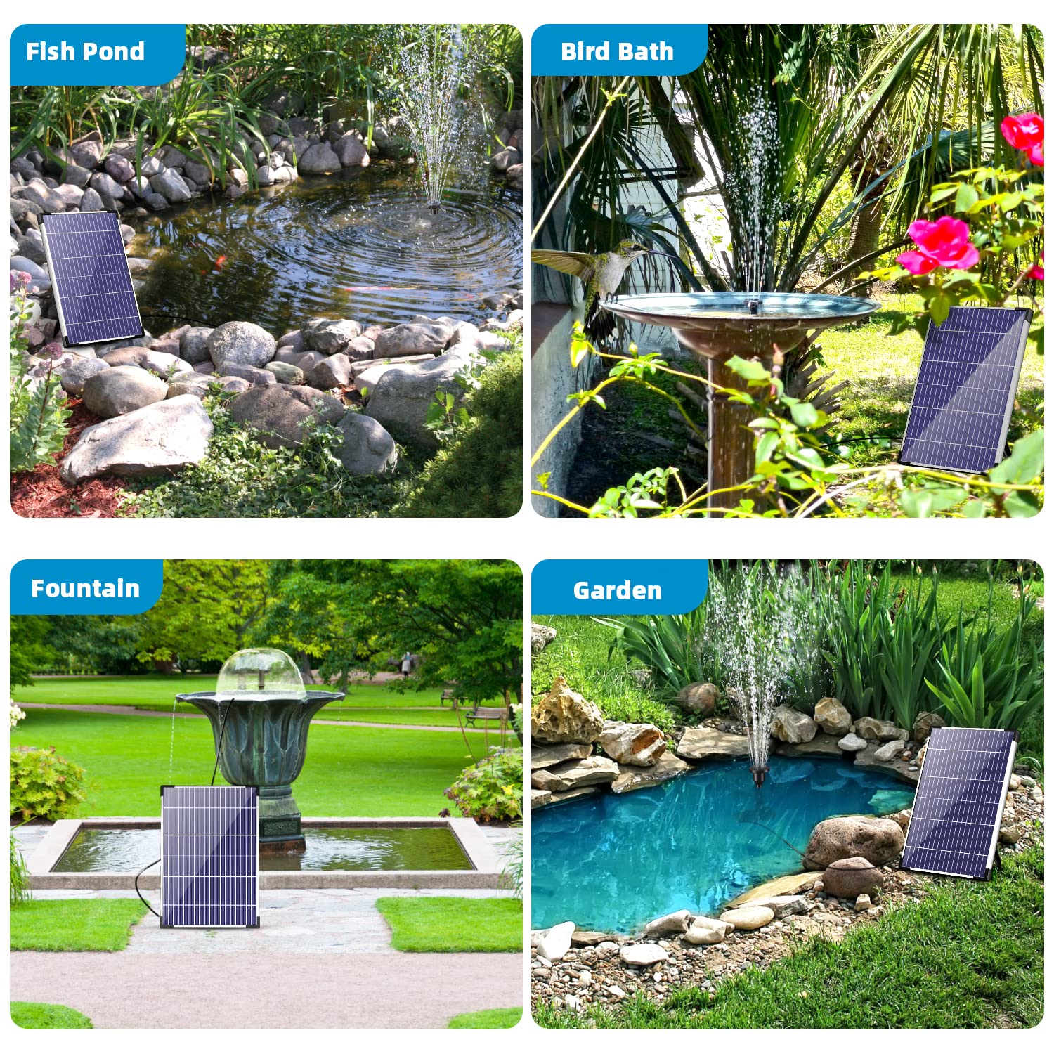 12W 160GPH Solar Water Fountain Pump - Black Pump