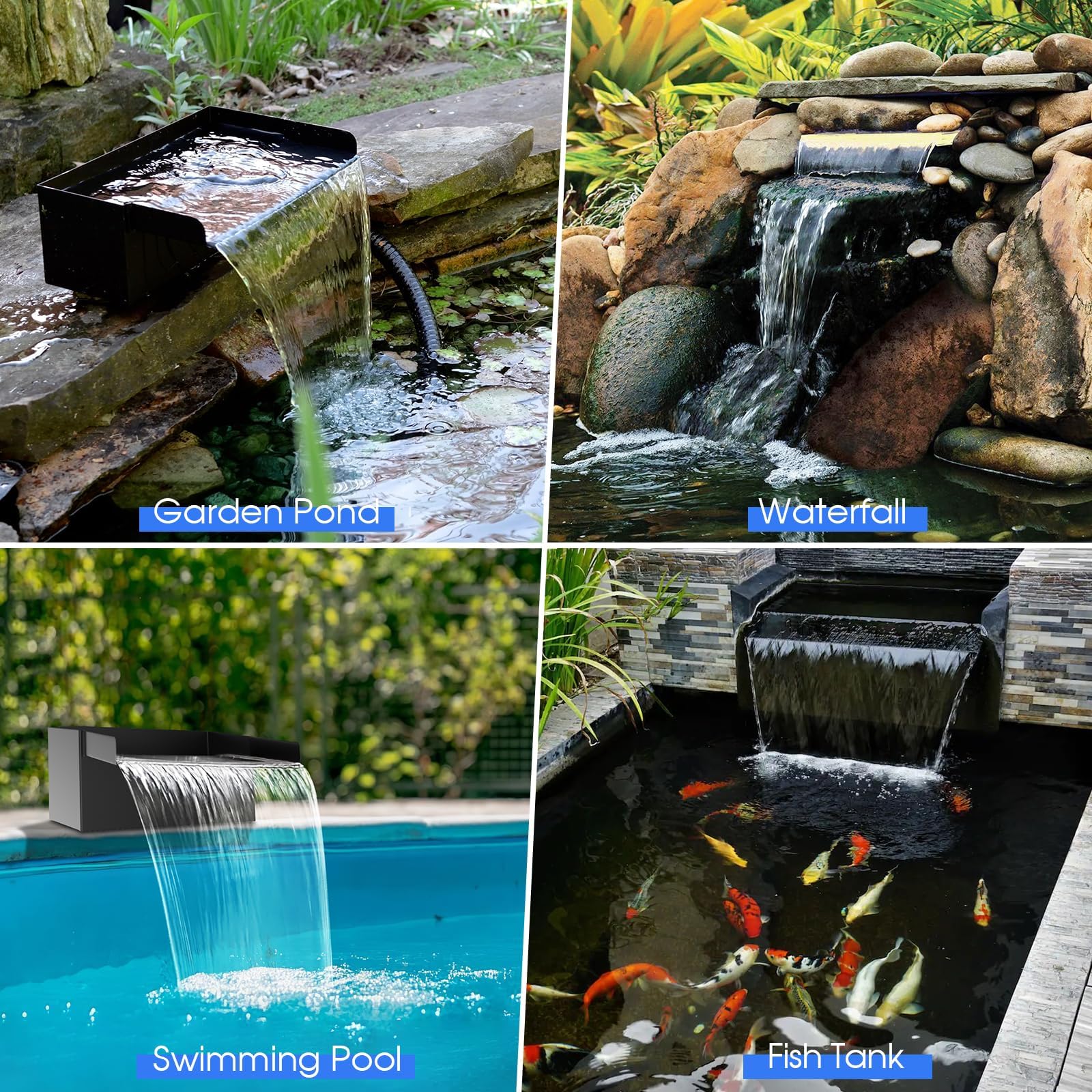 55W 580GPH Solar Waterfall Pump Kit with 8"x4.3" Spillway