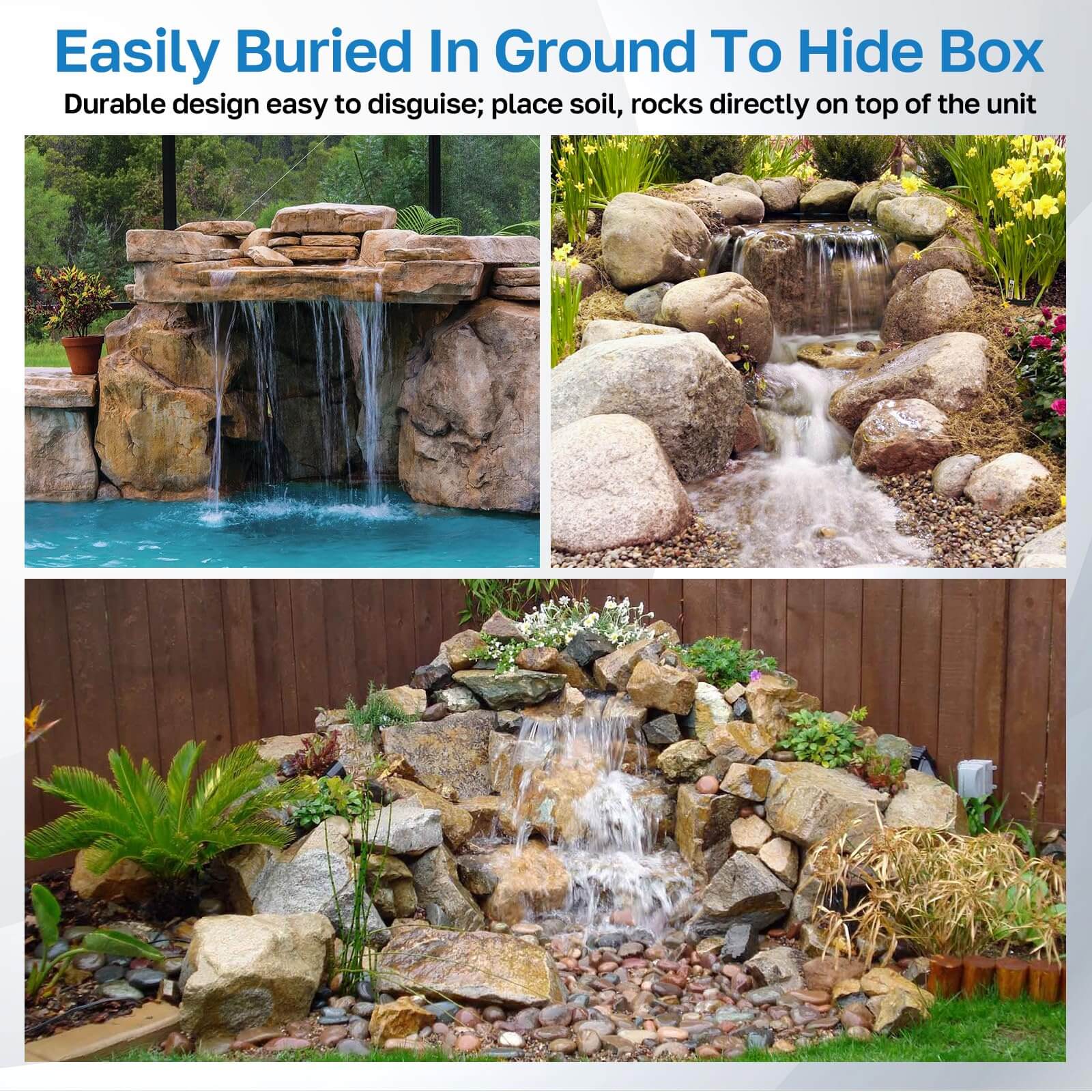 80W 1200GPH Electric Waterfall Pump Kit with 12.6"x11" Spillway