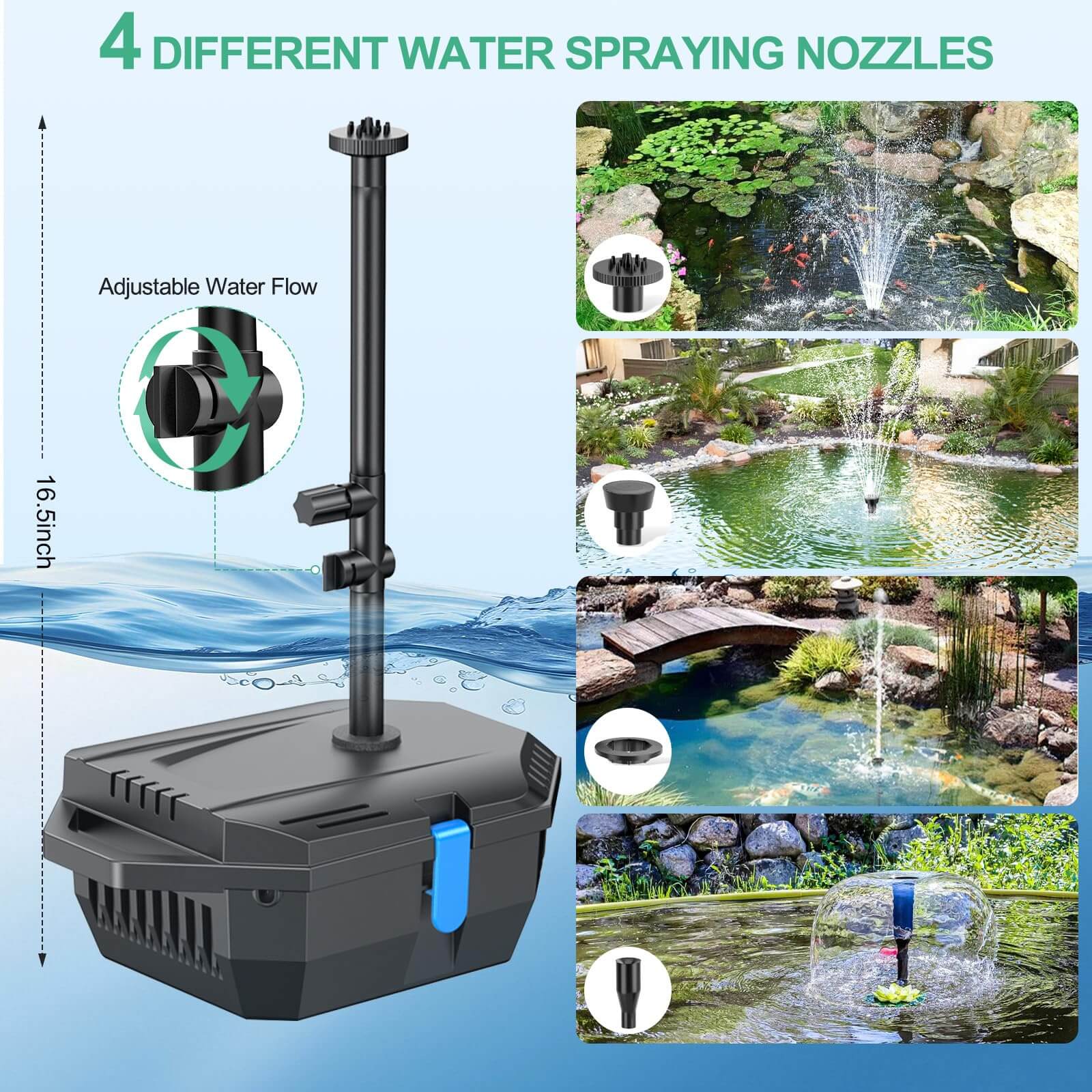 P3202 20W 280GPH Solar Pond Filter Fountain