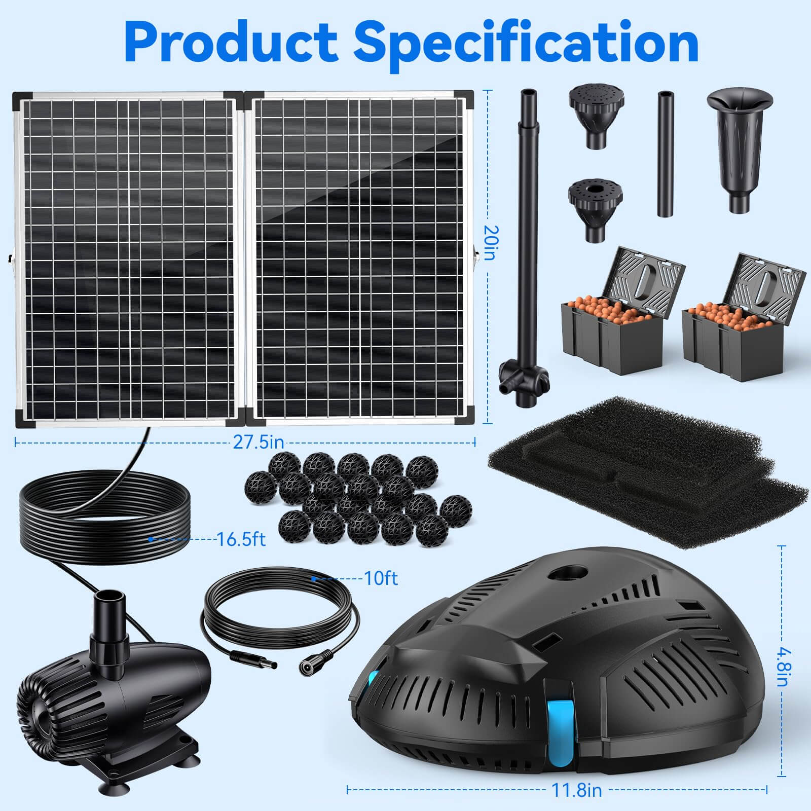 solar power filter for pond,solar fish pond pump and filter,solar fish pond filter