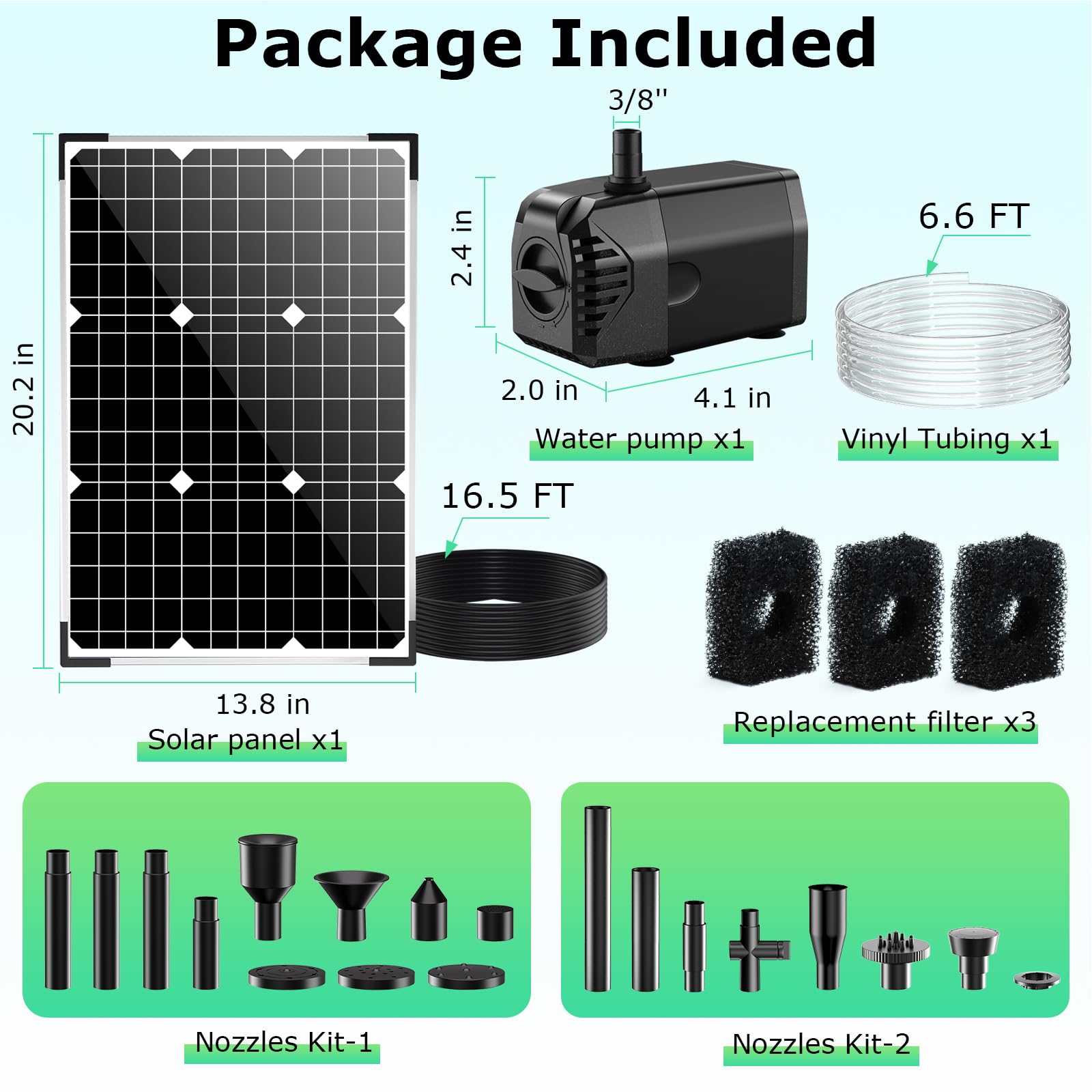 45W 340GPH Solar Water Fountain Pump