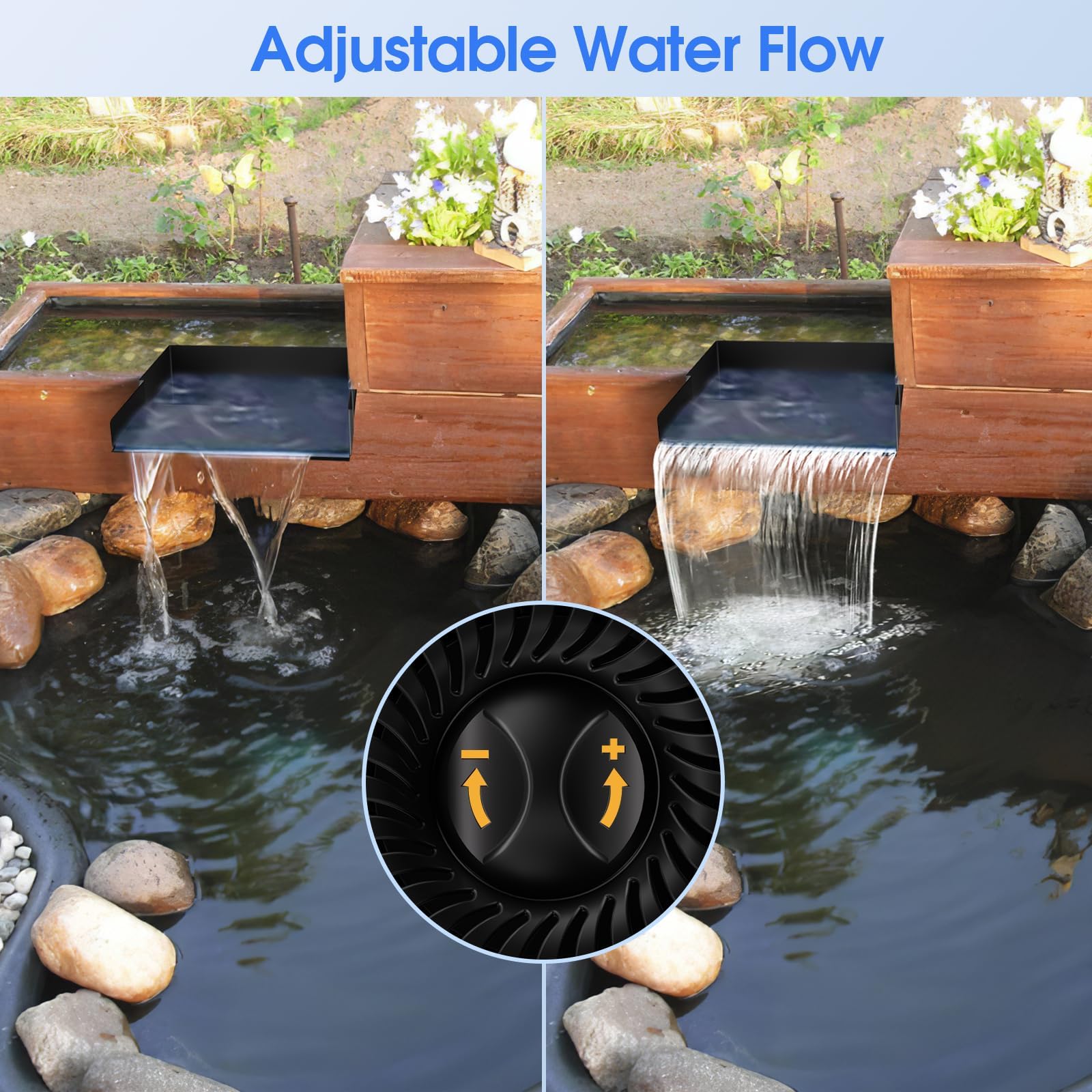 55W 580GPH Solar Waterfall Pump Kit with 8"x4.3" Spillway