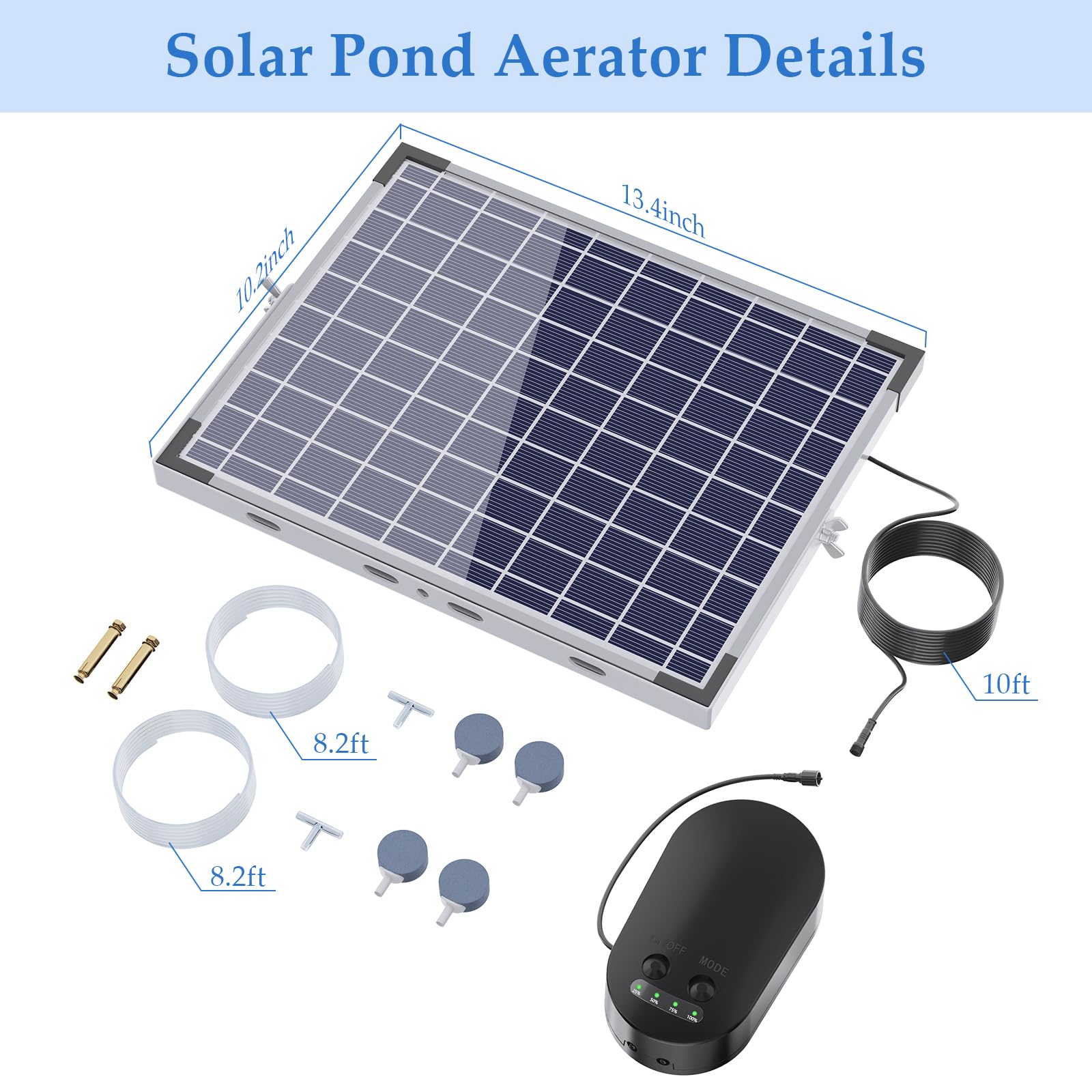 15W Solar Pond Aerator with 4400mAh Battery