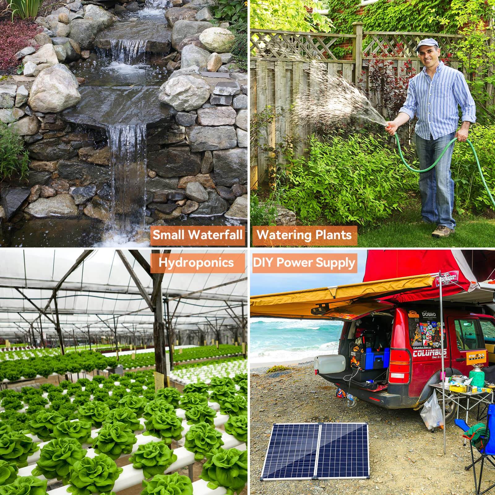 35W 340GPH Solar Water Fountain Pump (Orange)