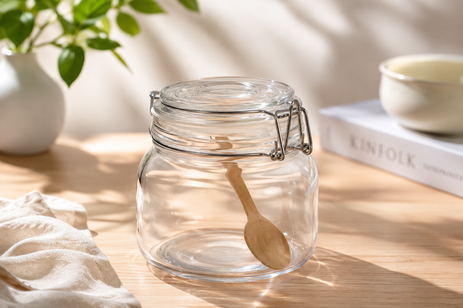 POPOSOAP Glass Jars With Airtight Lid, Airtight Canning Jars for Preserving and Pickling & Kitchen, Canning Jars with Large Capacity, Sturdy For Canning, Overnight Oats