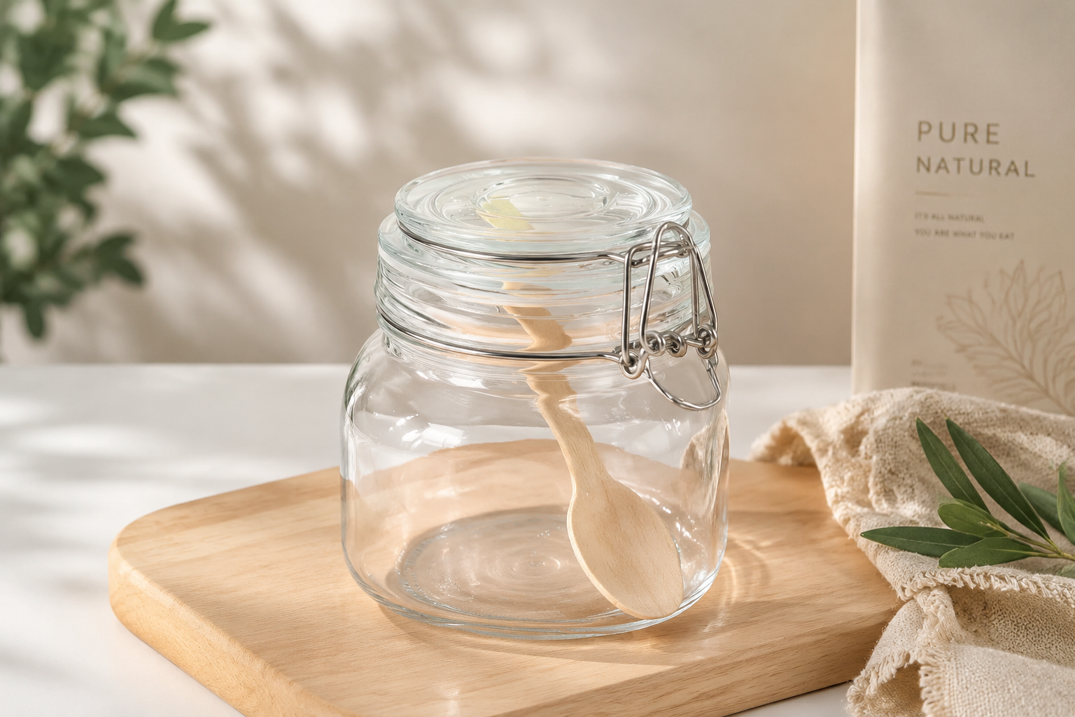 POPOSOAP Glass Jars With Airtight Lid, Airtight Canning Jars for Preserving and Pickling & Kitchen, Canning Jars with Large Capacity, Sturdy For Canning, Overnight Oats