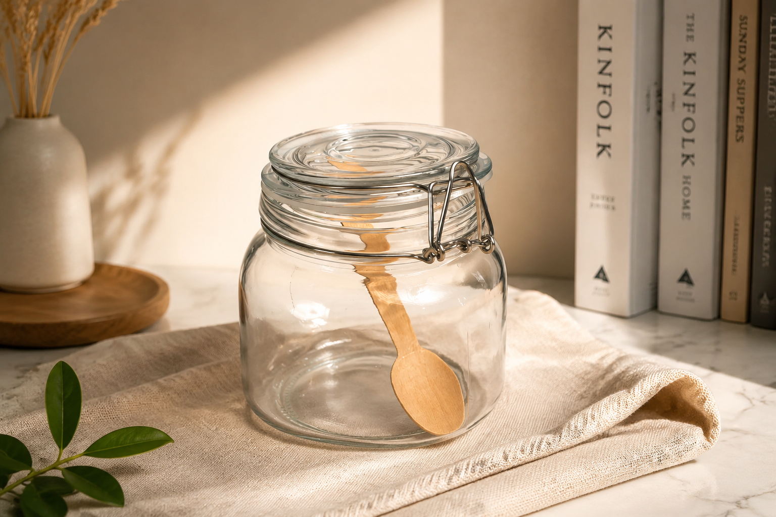 POPOSOAP Glass Jars With Airtight Lid, Airtight Canning Jars for Preserving and Pickling & Kitchen, Canning Jars with Large Capacity, Sturdy For Canning, Overnight Oats
