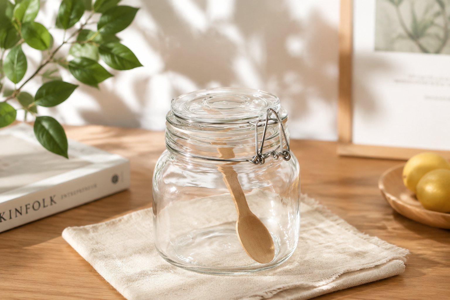POPOSOAP Glass Jars With Airtight Lid, Airtight Canning Jars for Preserving and Pickling & Kitchen, Canning Jars with Large Capacity, Sturdy For Canning, Overnight Oats