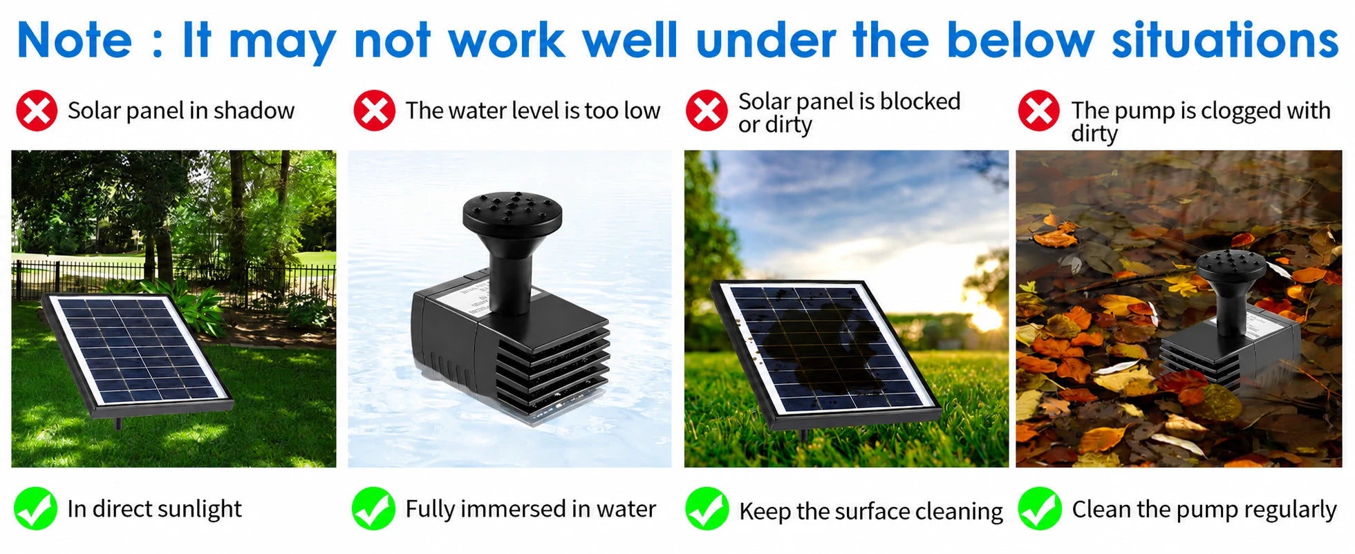 mini solar fountain for bird bath Trobleshoot tips