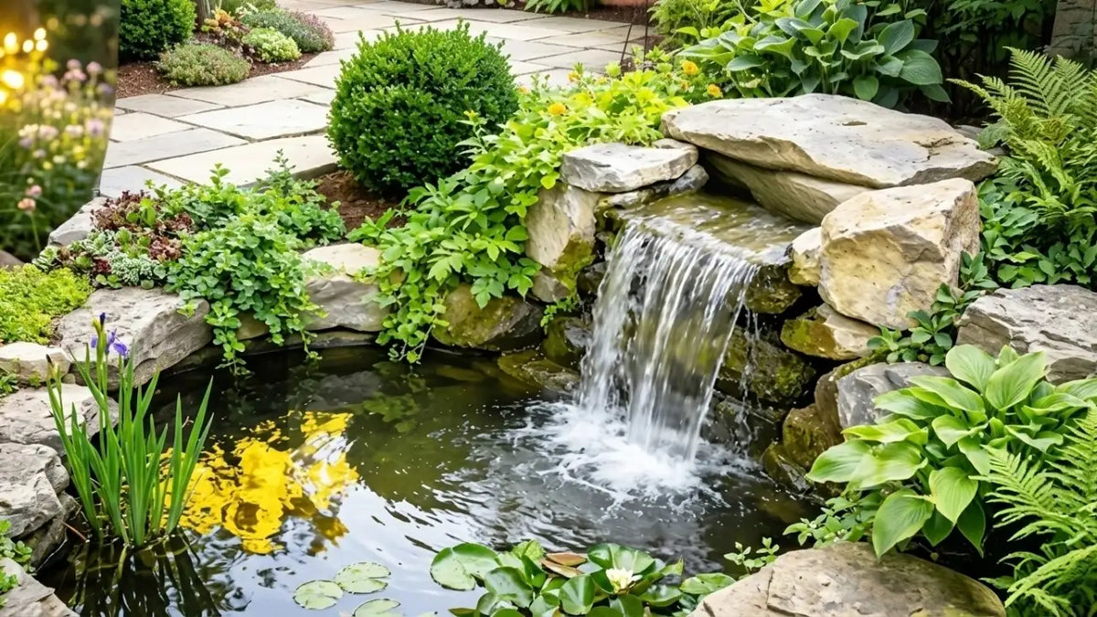 Compact waterfall water feature scenario