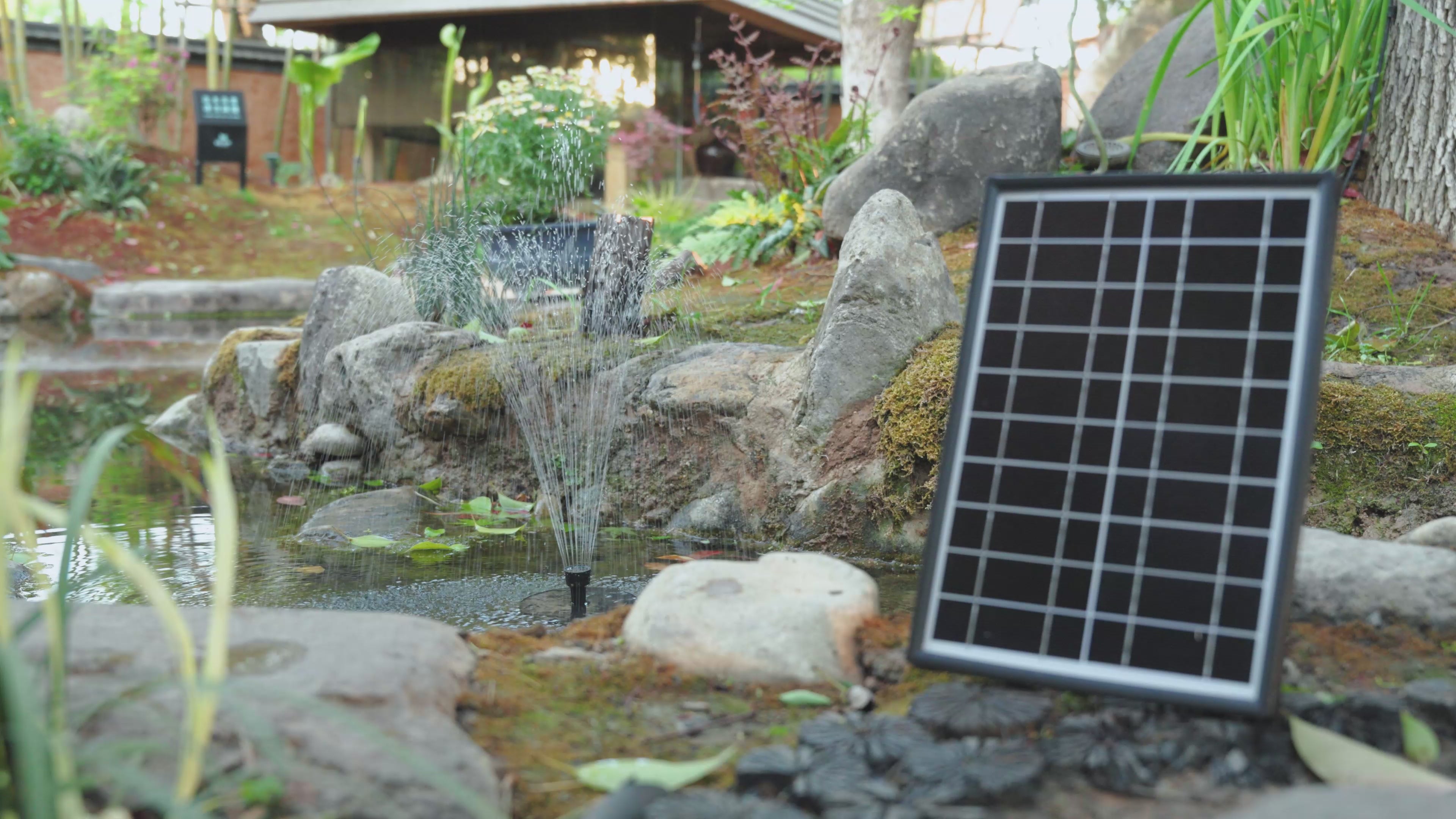 8W 80GPH Solar Birdbath Fountain Pump with 3000mAh Battery