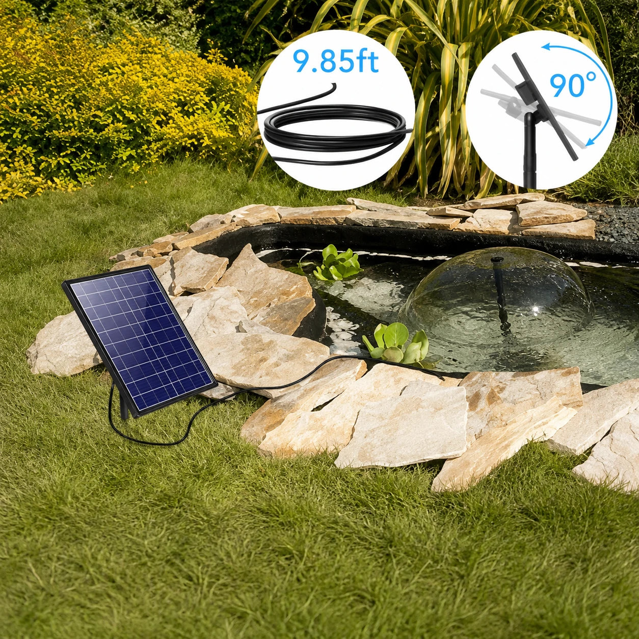 solar fountain pump with battery backup panel