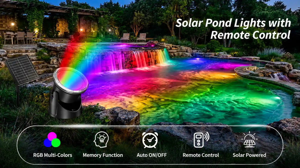 8W Colored Solar Underwater Lights with 6 Heads